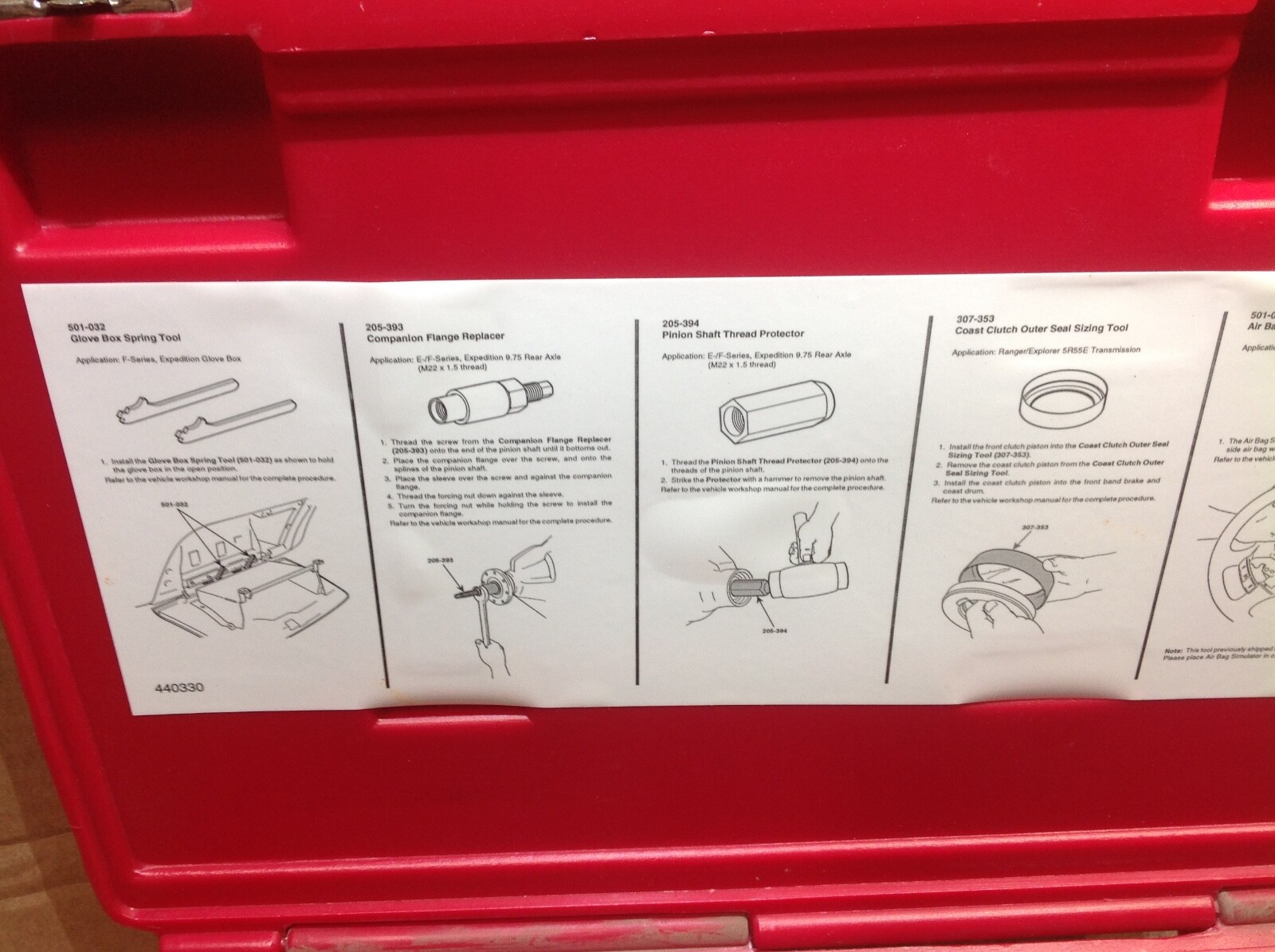 Ford T97L-1000-FH/FLMH ESSENTIAL SERIVE TOOL SET W/O 501-031 used