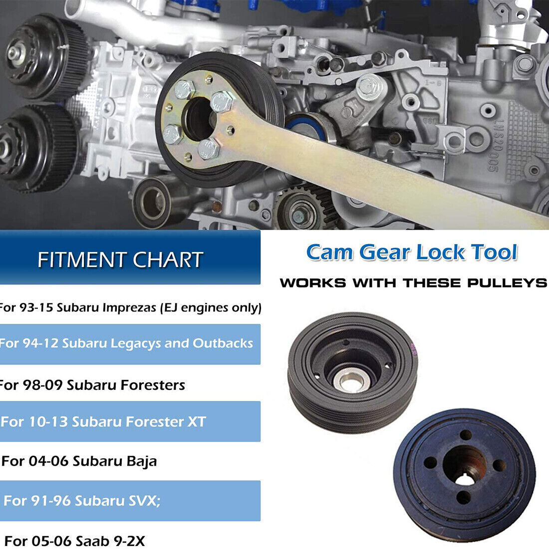 Intake Exhaust Cam Sprocket Crank Pulley Wrench Gear Lock Tool For Subaru STD
