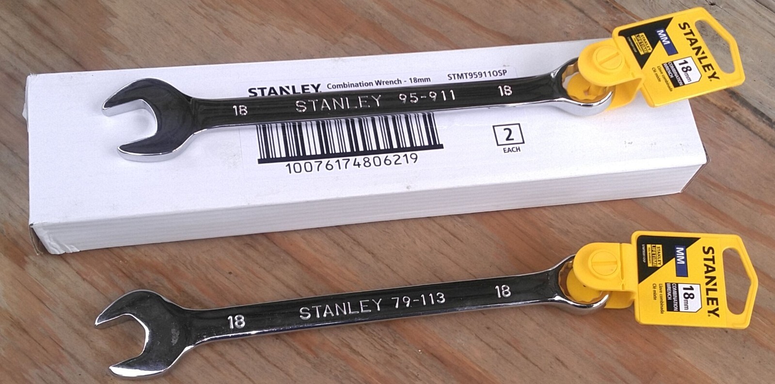 Stanley 18mm 12 Point Polished Chrome Combination Wrench 2 Pack STMT95911-0