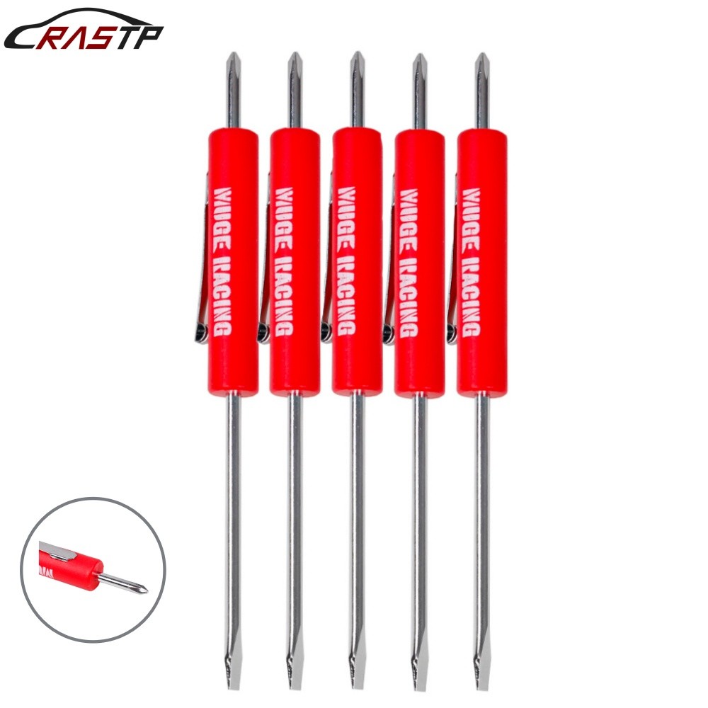 5PCS Mini Pocket Screwdriver Flat Head Tip with Phillips Top Pocket Clip Red