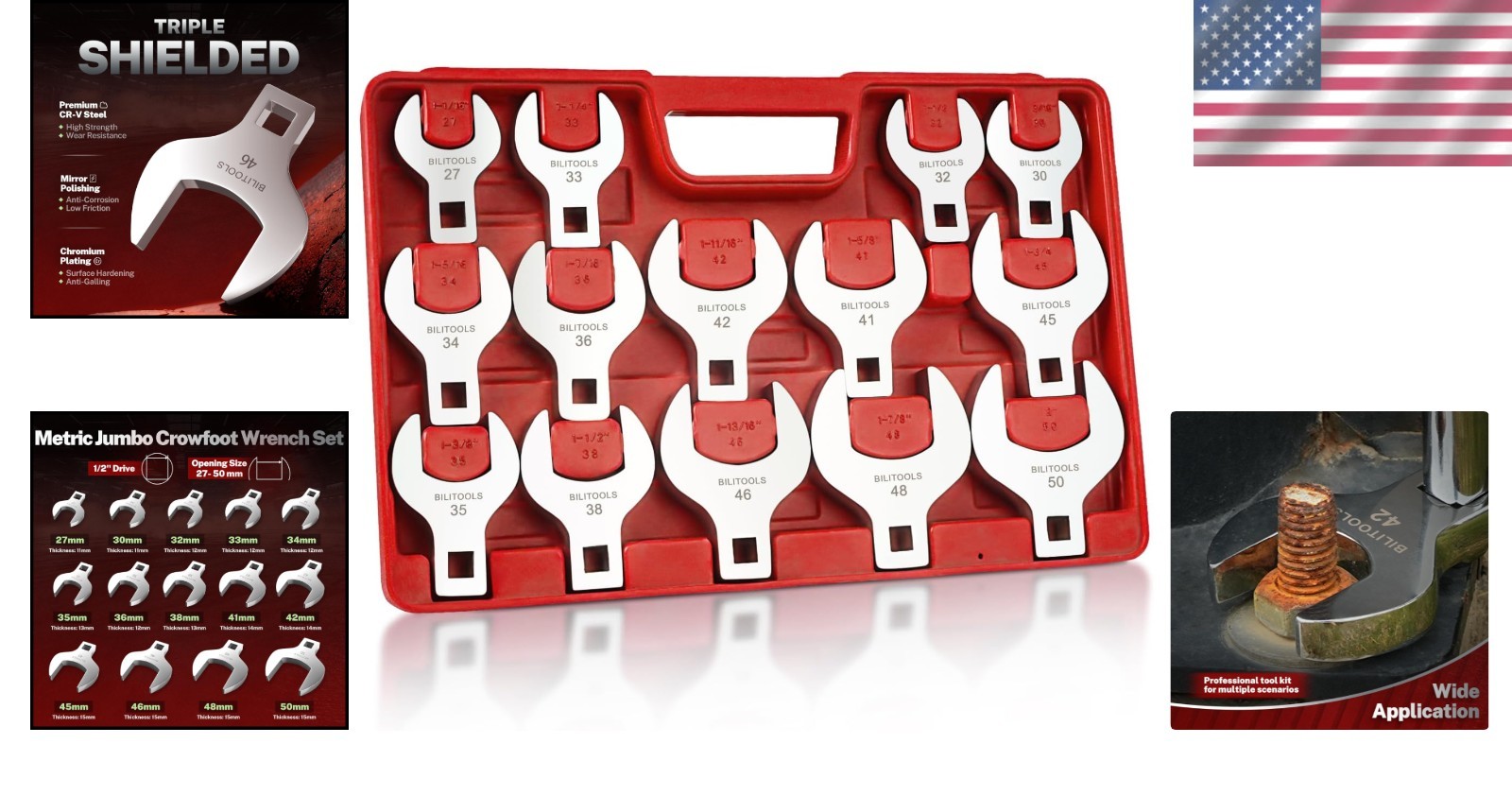 Jumbo Crowfoot Wrench Set, 1/2″ Drive, Metric, 27-50mm