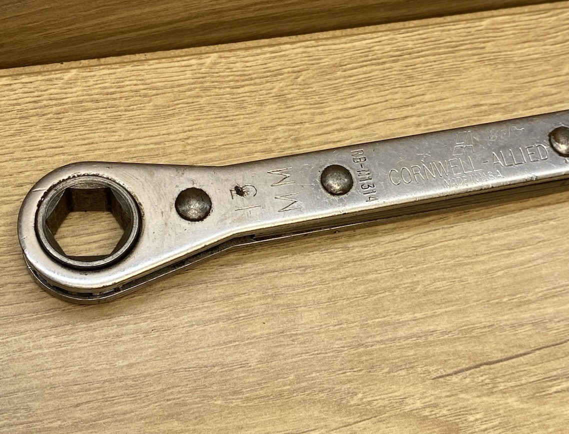 Vintage Cornwell Allied RB-M1314 Ratcheting Box Wrench 11mm 14mm USA Works