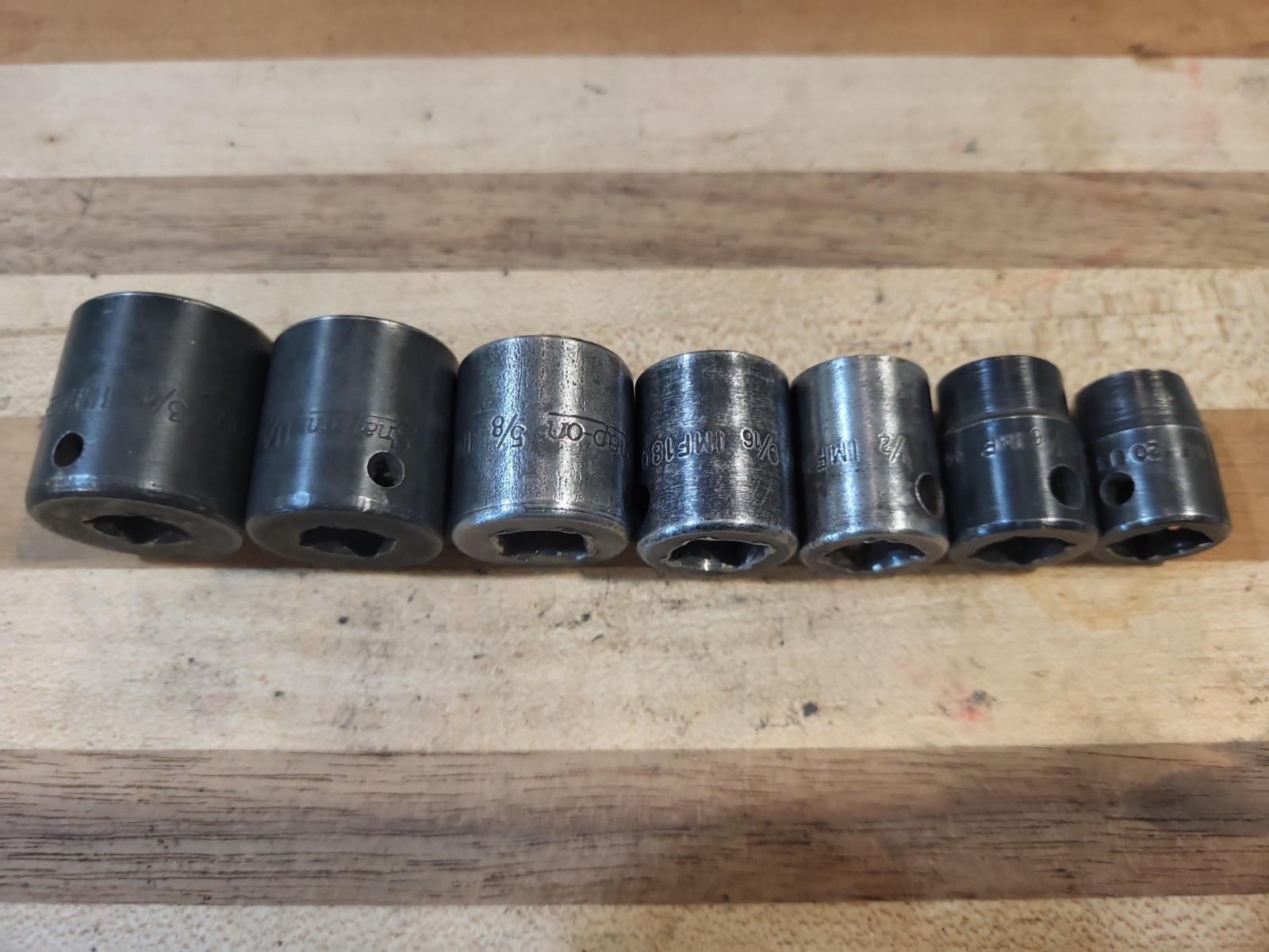 Snap On 207IMF 3/8″ Dr. 7 Pc. SAE Shallow 6 Pt. Impact Socket Set 3/8″-3/4″