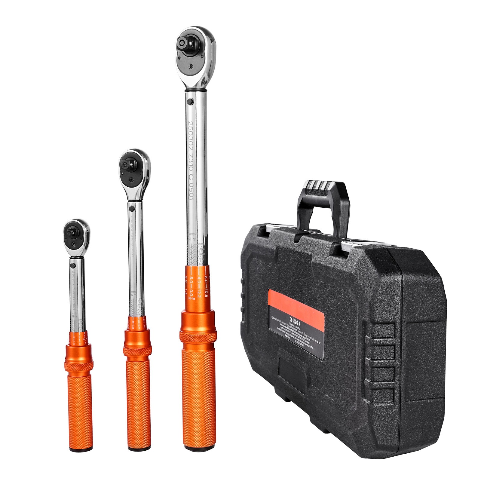 Uimoso Torque Wrench Set 3 Sizes 1/4 3/8 1/2 Inch Drive Dual-Direction 72-Tooth
