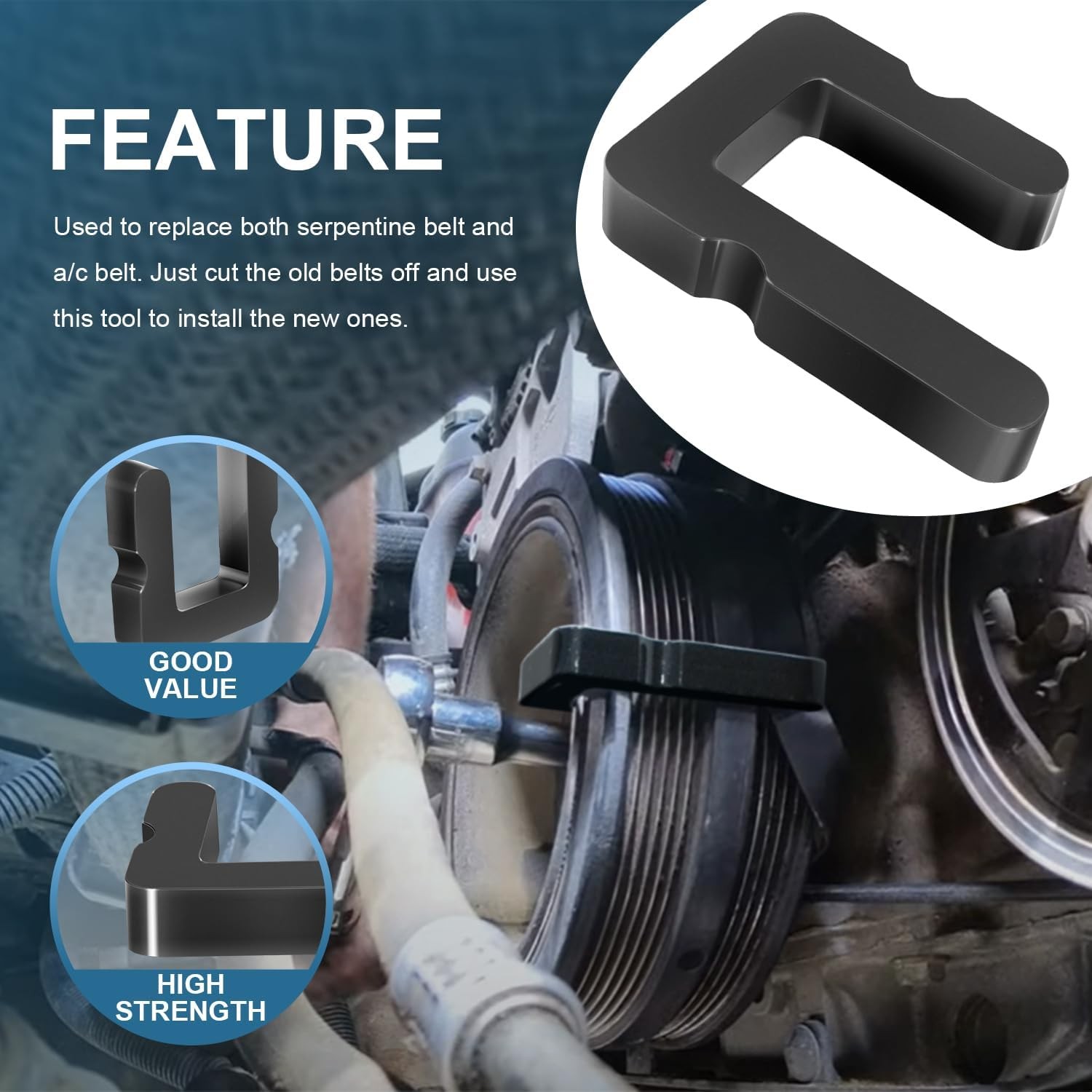 59560 Stretch Belt Tool for GM 5.3.L 6.2L &6.6L Gas Engines for Both A/C Pulley
