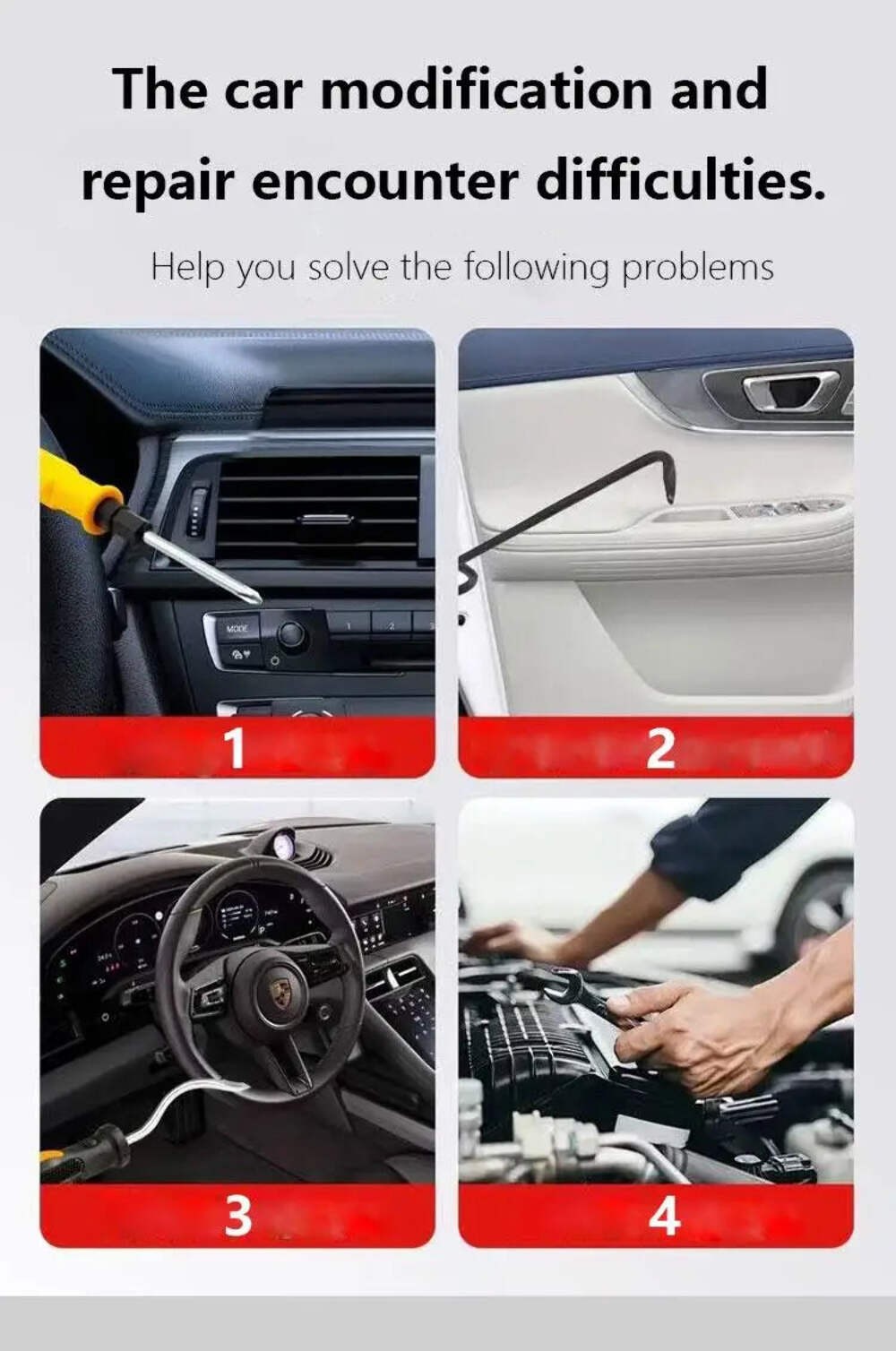 Stainless Steel & Plastic Car Audio Removal Tool 7pcs Door Panel Trim Pry Tool S