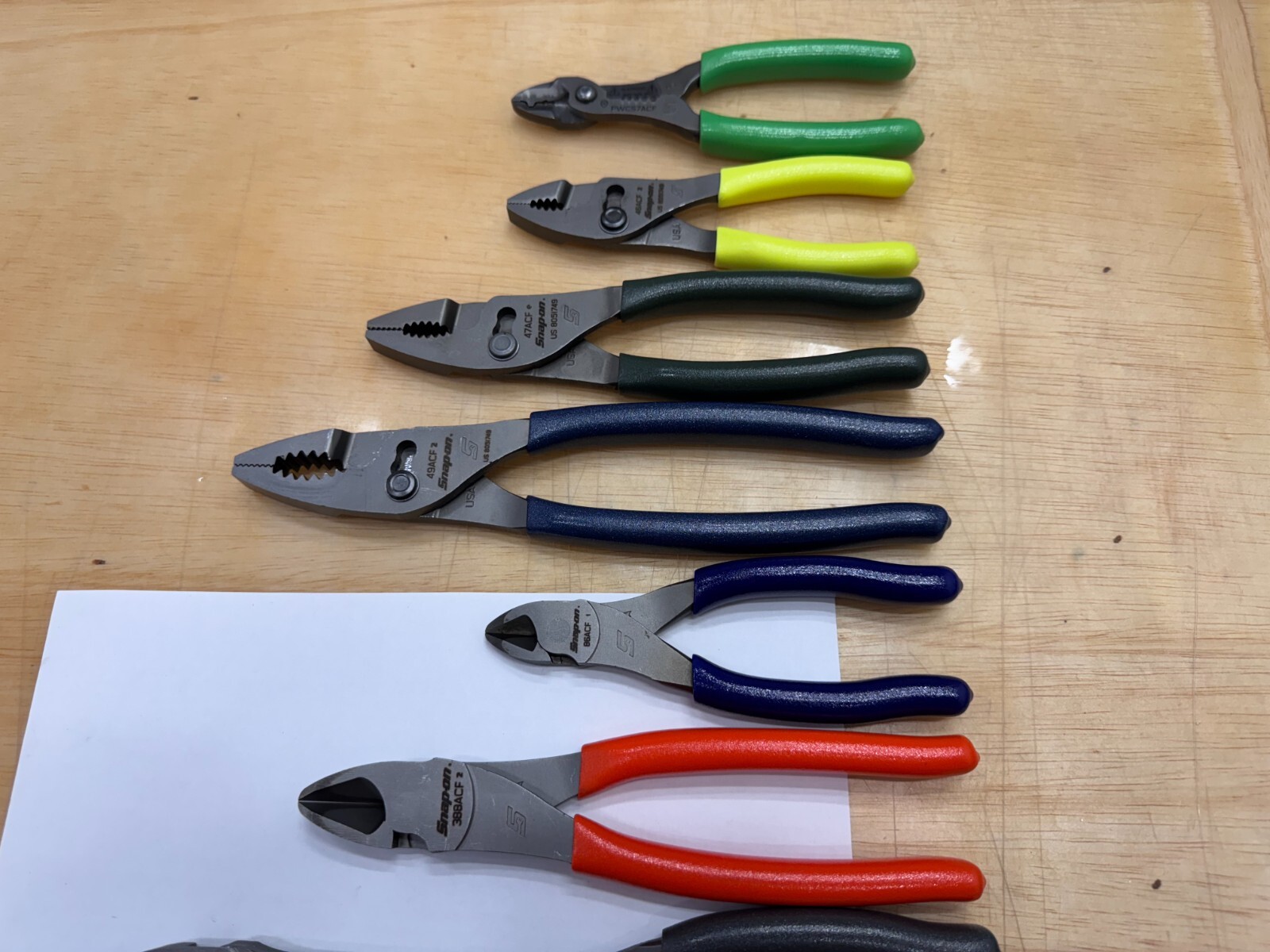 Snap-On Tools USA NEW 10pc MULTI-COLOR Soft Grip Assorted Plier Rack Set