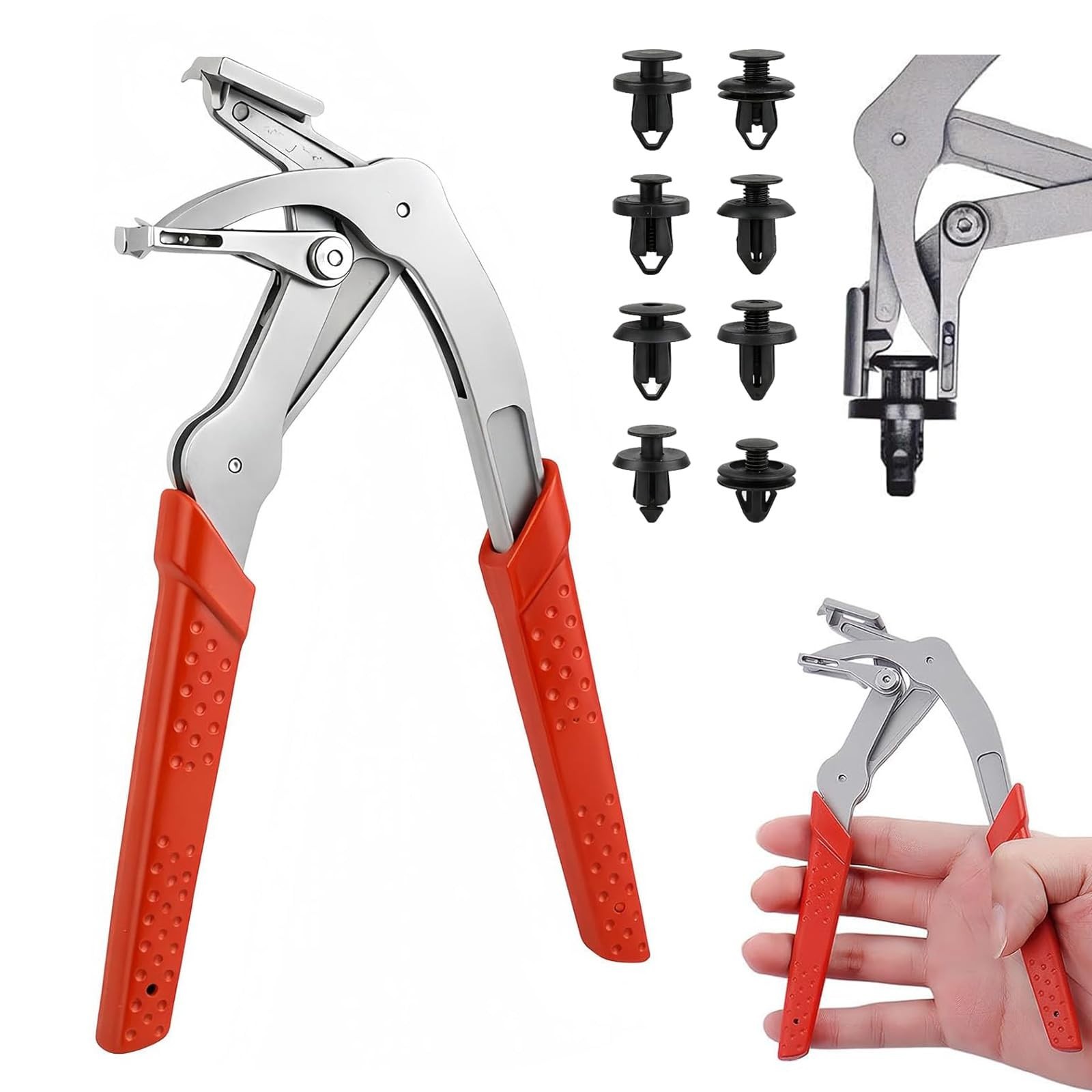 Car Trim Removal Tool Set, Spring-Loaded Fastener Remover, Non-Slip Grip Pliers