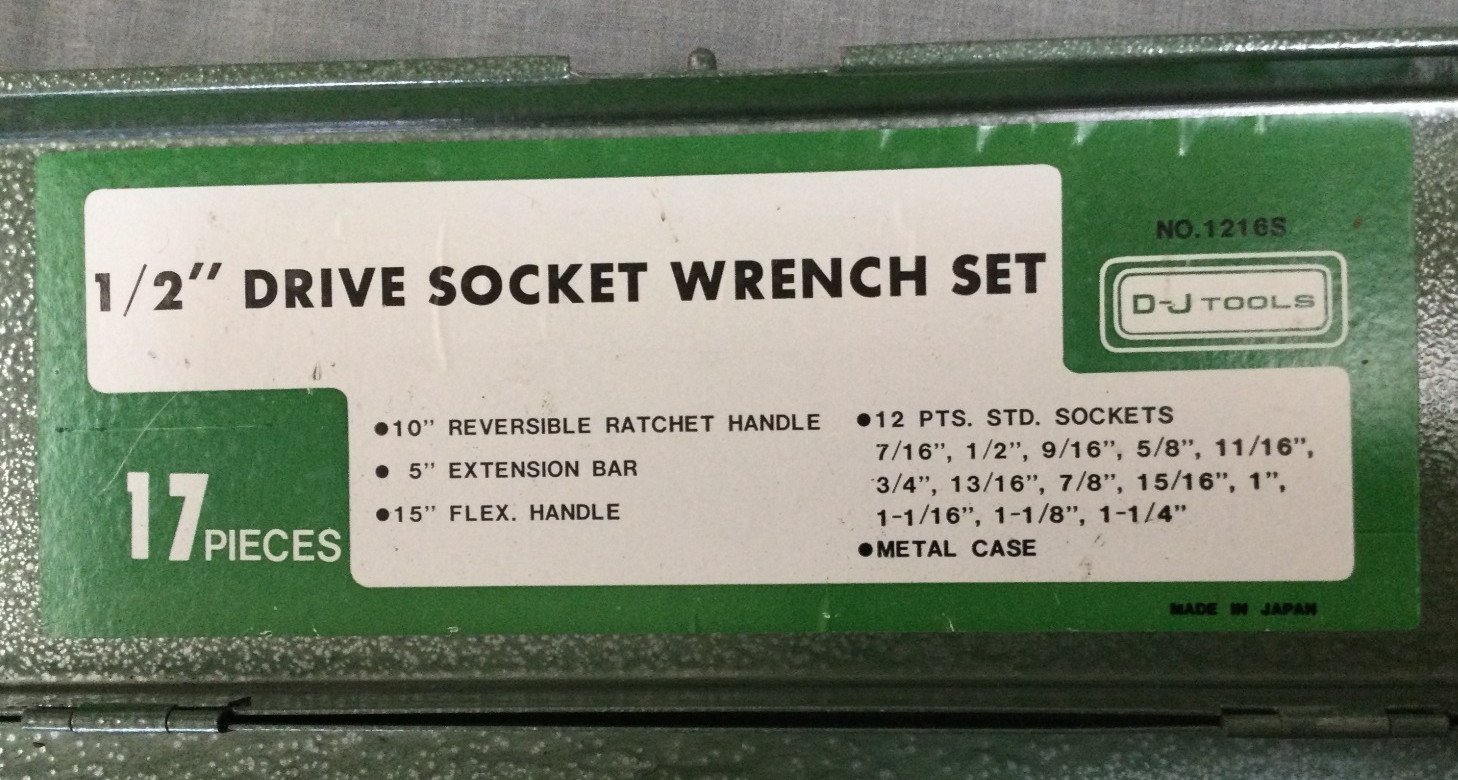 1/2″ Drive Socket Set – Ratchet – Extension & Breaker Bar – Metal Case Japan