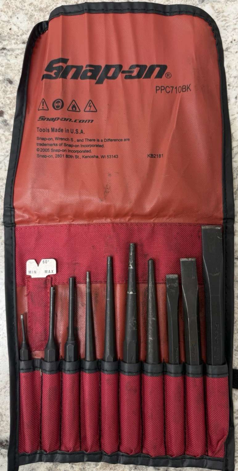 Snap-On 11pc Punch & Chisel Set PPC710BK Automotive Tool Set works great