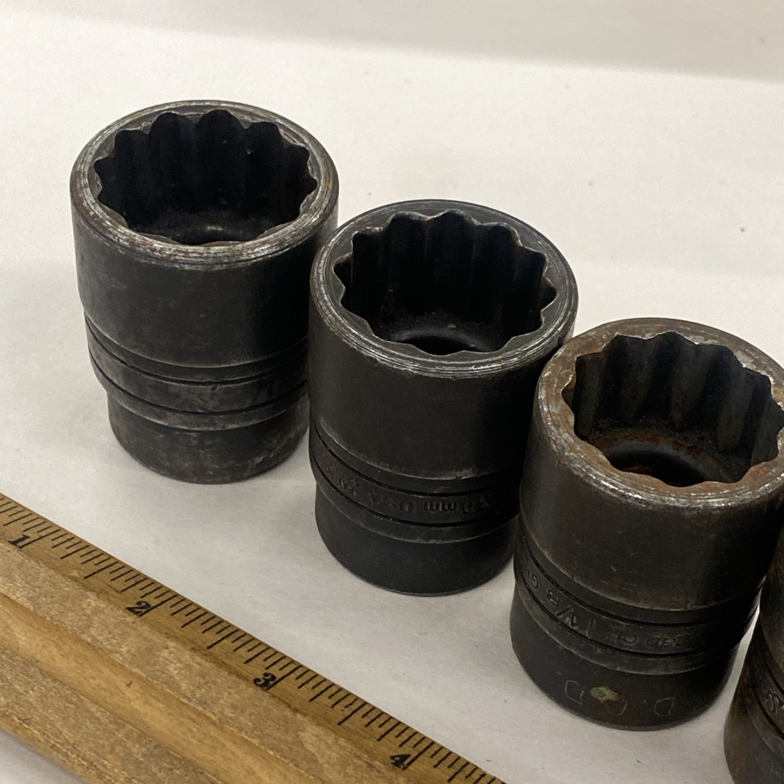 Lot of 5 Snap-on USA 3/4 drive GLDH-Series Impact SAE/Metric Sockets 12 pt M0774