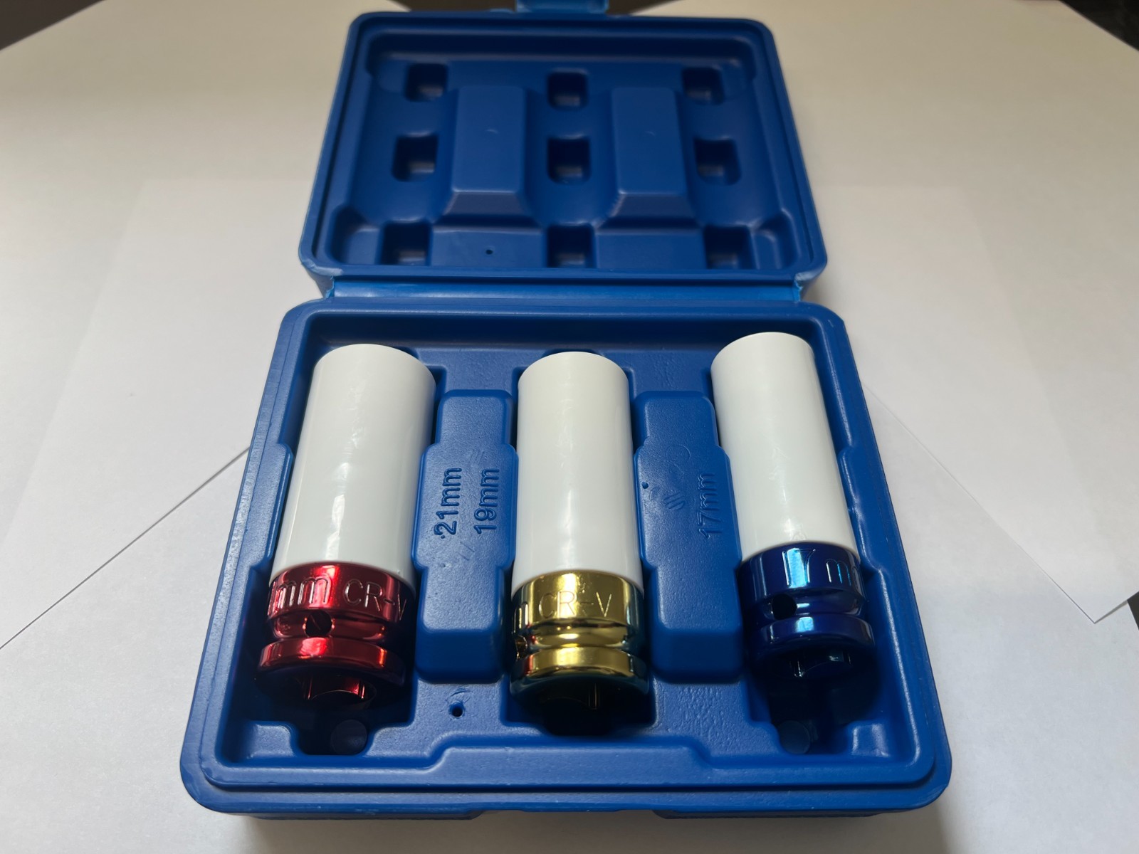 3pc Alloy CR-V Wheel Impact Socket Set 1/2″ Drive 17mm 19mm 21mm Deep Thin Wall