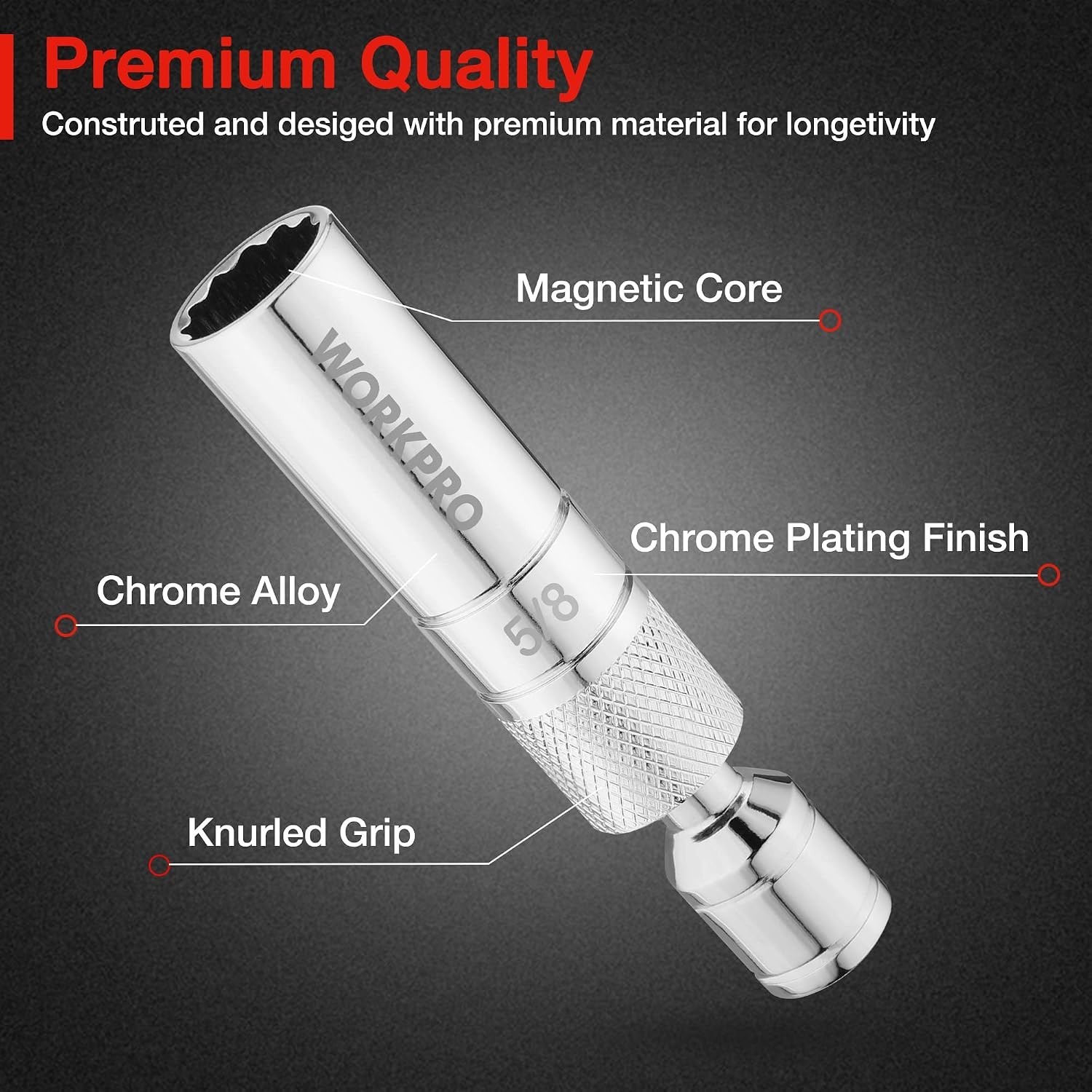 5/8″ Magnetic Swivel Spark Plug Socket, 3/8″ Drive x 4″ Total Length, Enhance…