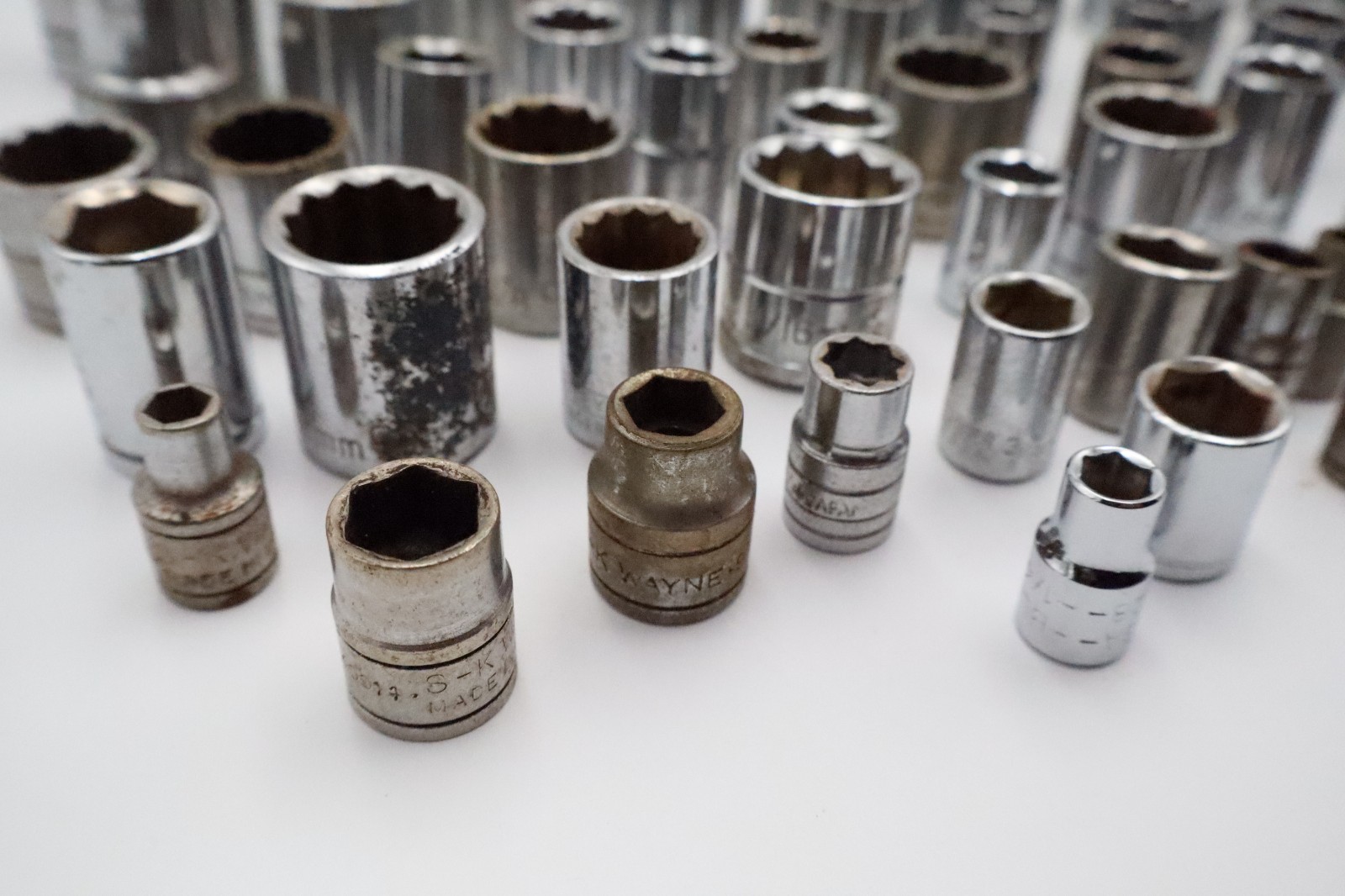 Large Mixed Socket Lot 1/4 3/8 1/2 Drive SAE Metric Deep Standard USA Tools