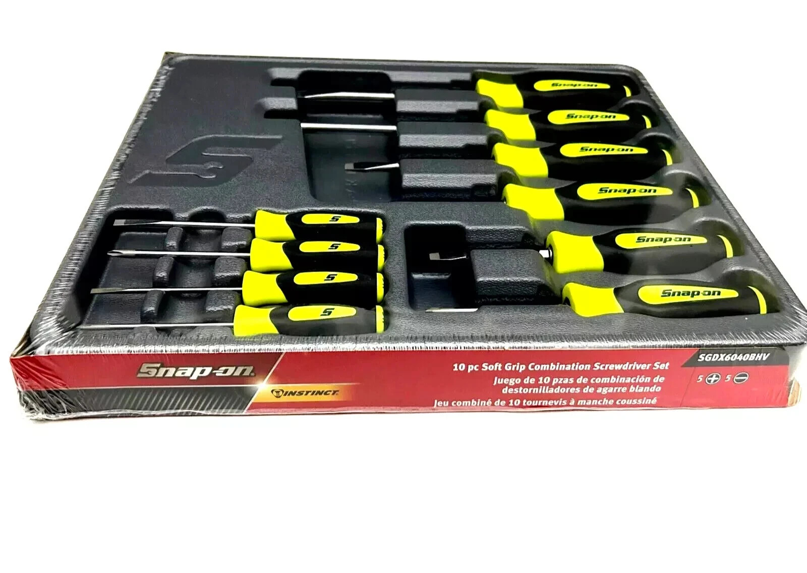 Snap-on Tools 10pc HIVIZ Soft Grip Phillips & Flat Head Screwdriver Sets USA NEW