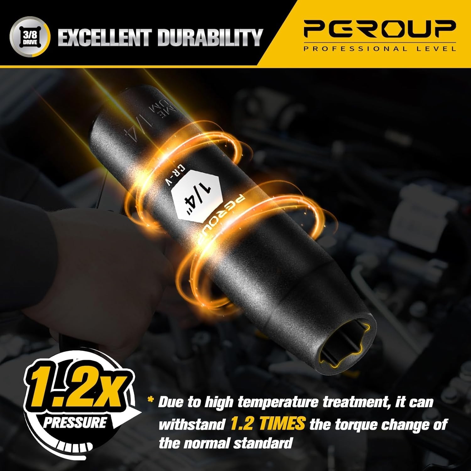 SAE 1/4» Deep Impact Socket – Chrome Vanadium, Black Manganese Coating