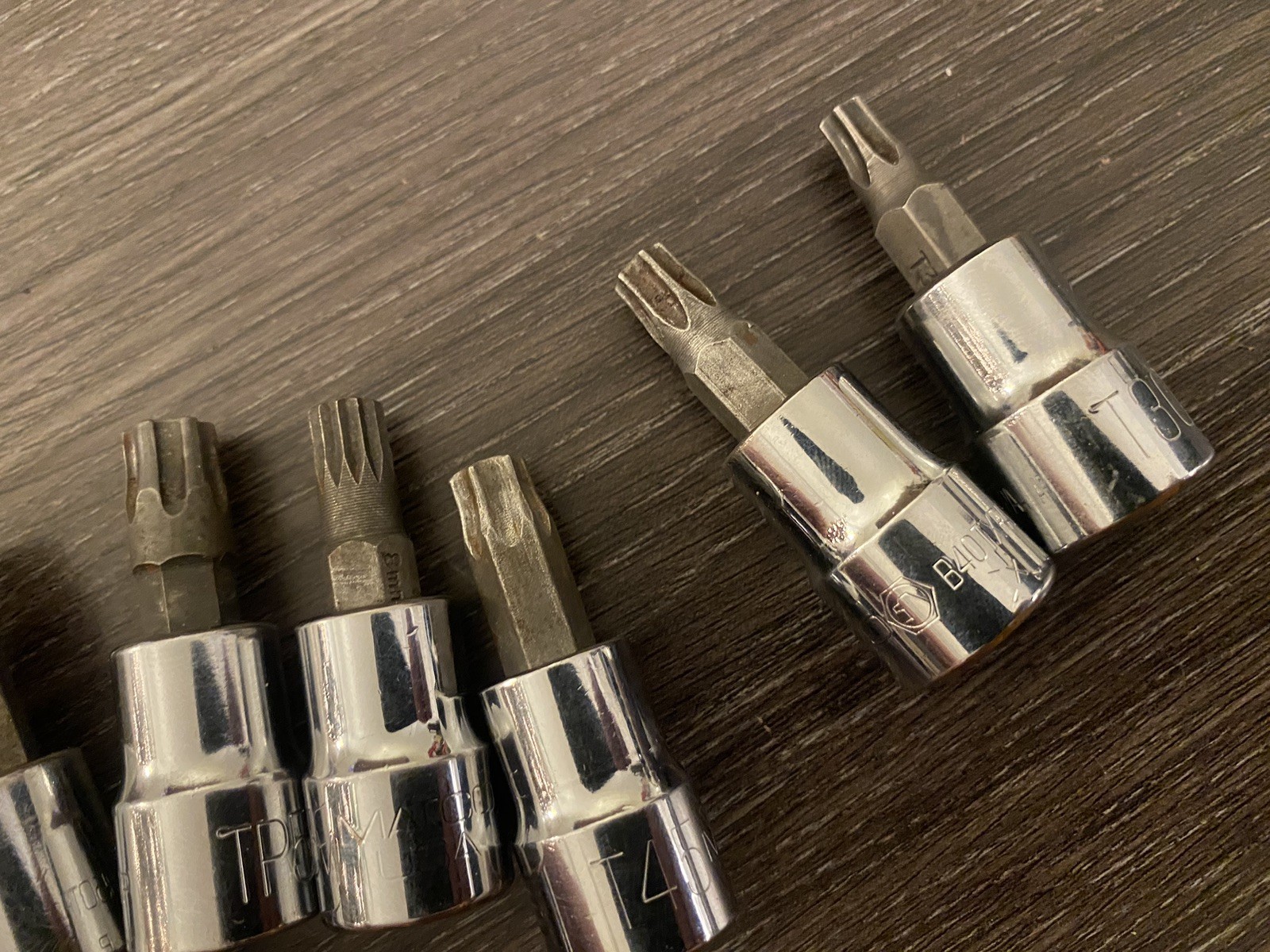 7pc Lot Matco Tools Torx & Bit Sockets 3/8″ & 1/2 Drive & 8mm- Rail – Ratchet