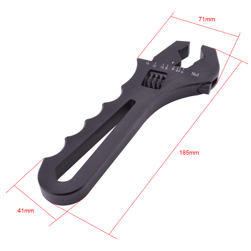 Adjustable AN Fitting Wrench Crescent Aluminum 3AN to 16AN Billet Aluminum Black