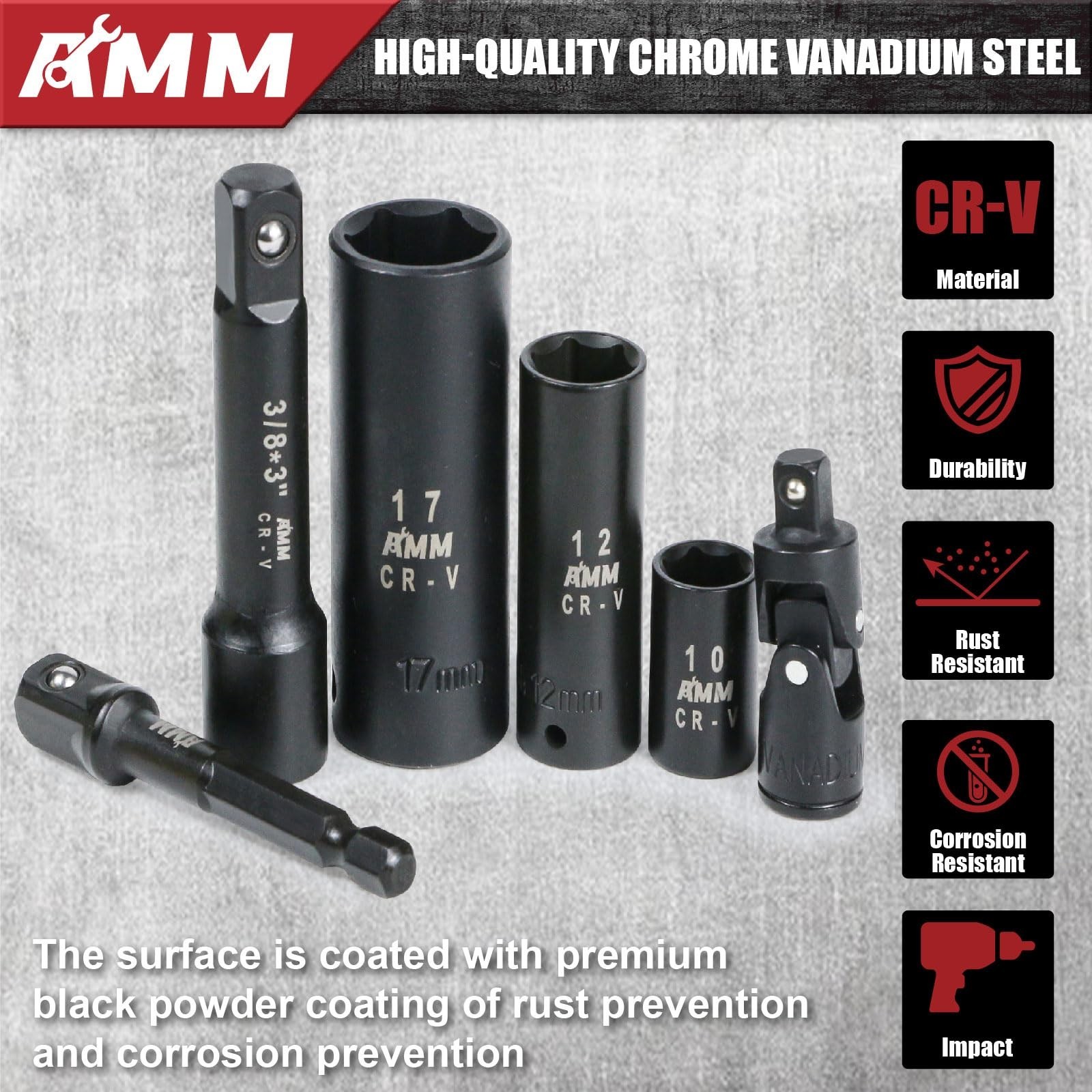 123Pcs Deep & Shallow Socket Set, 1/4” & 3/8” Drive, Metric & Standard, 72T Ratc