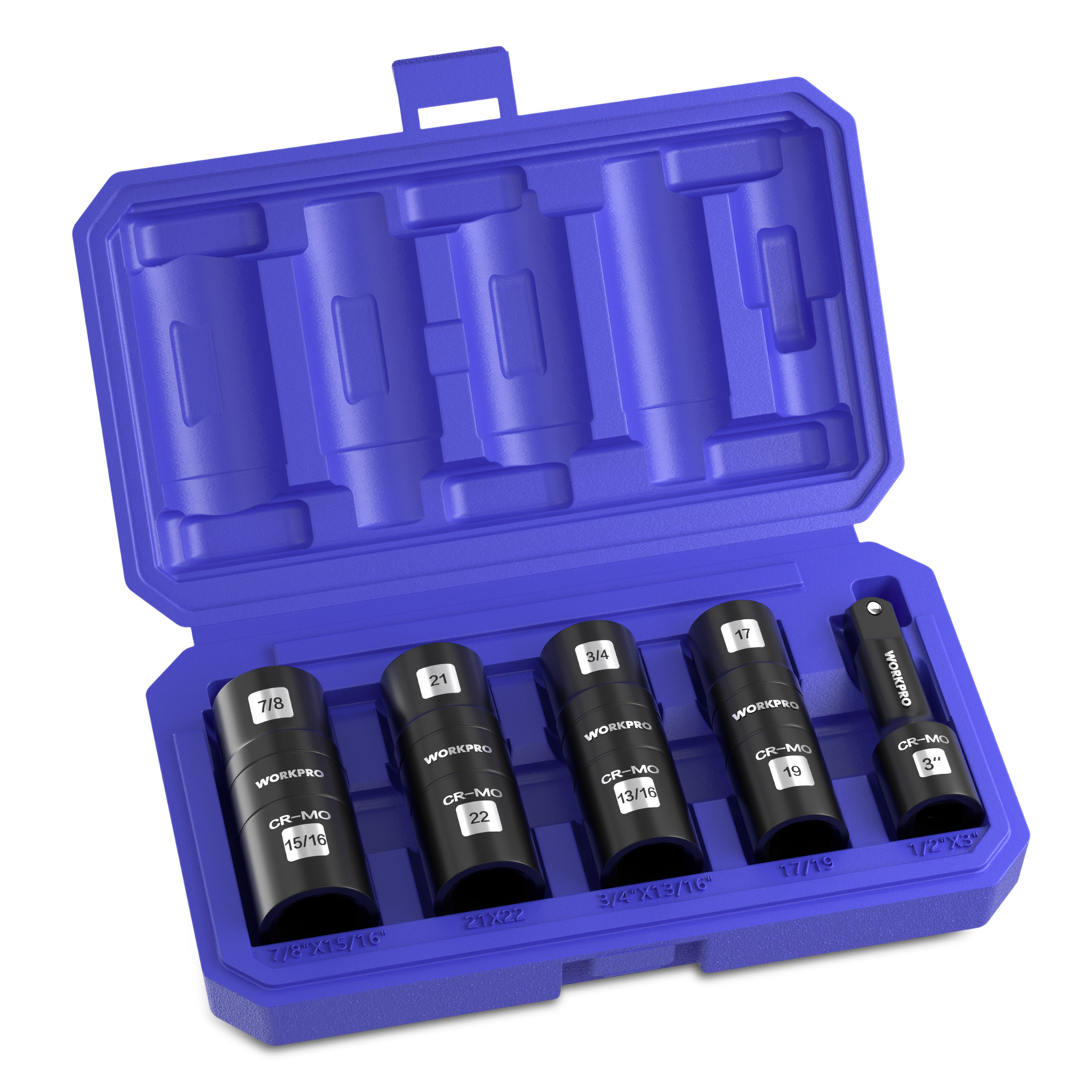 5PCS Impact Socket Set 1/2″ Drive, Lug Nut Socket Set Cr-Mo Steel Polished
