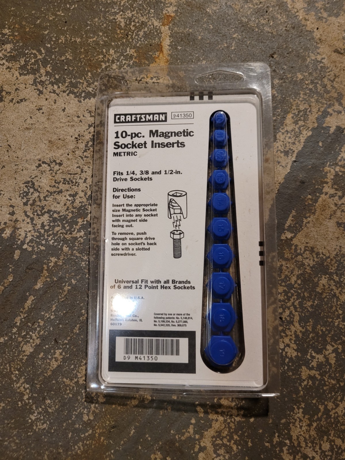 Sears Craftsman 41350 10pc Metric Magnetic Socket Insert 10-19mm