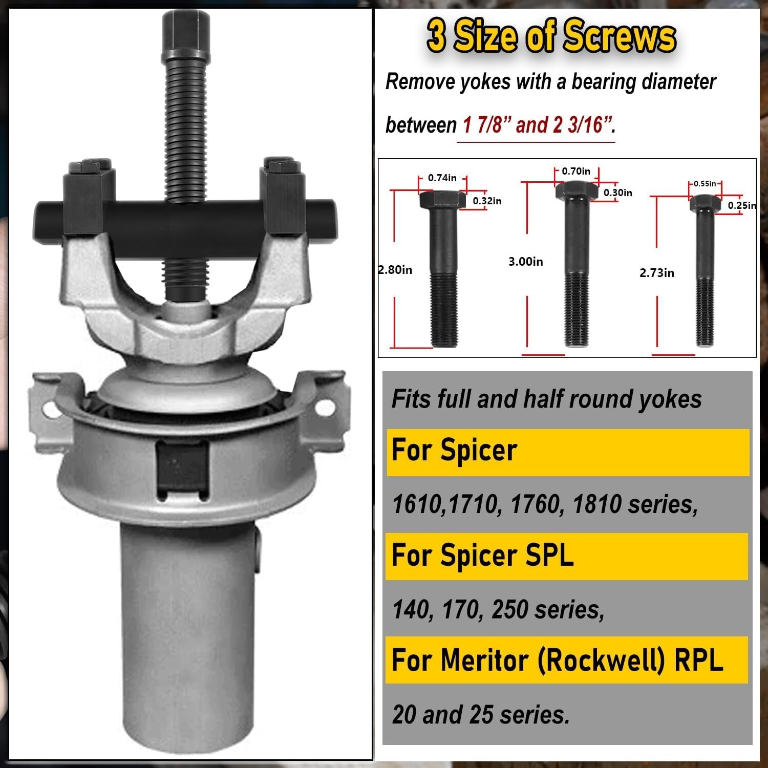 10803 Yoke Puller Yoke Removal Tool for Commercial Trucks Semi Truck Class 6-8
