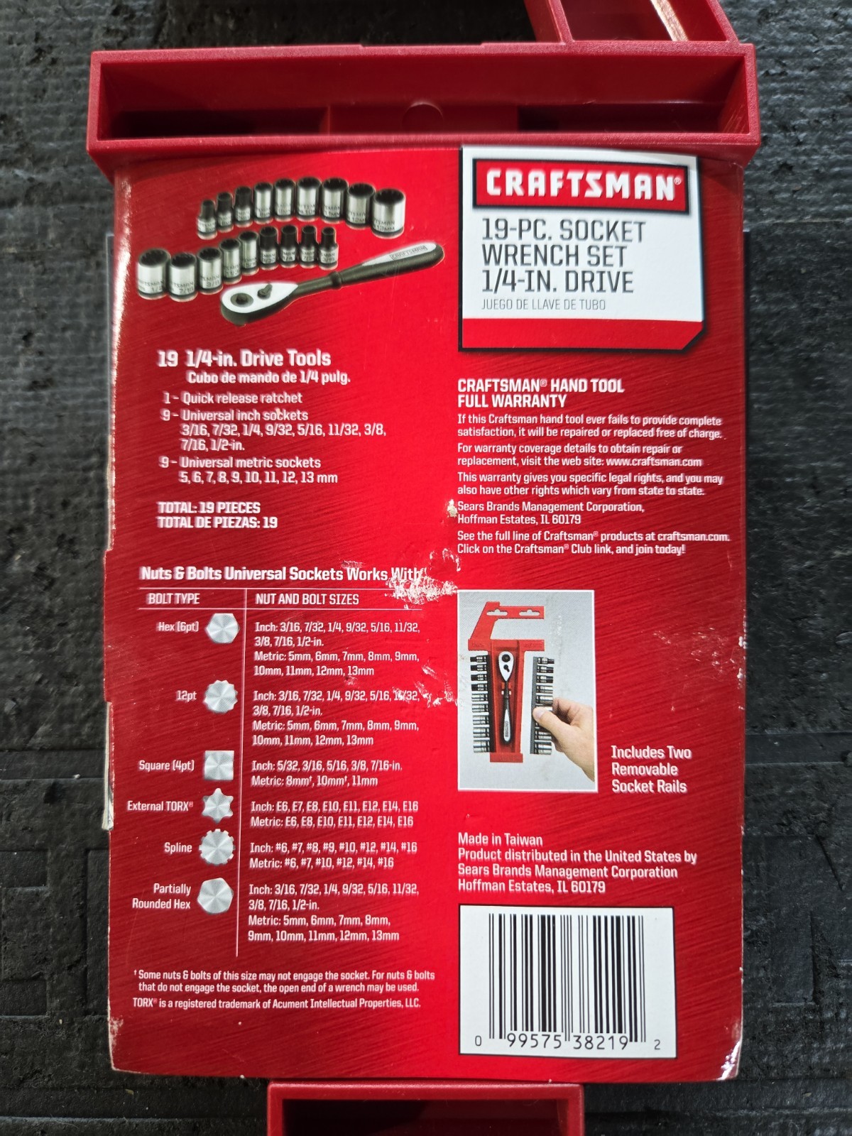 NOS Craftsman 19 Pc SAE Metric 1/4” Drive Universal Socket Wrench Set 32825