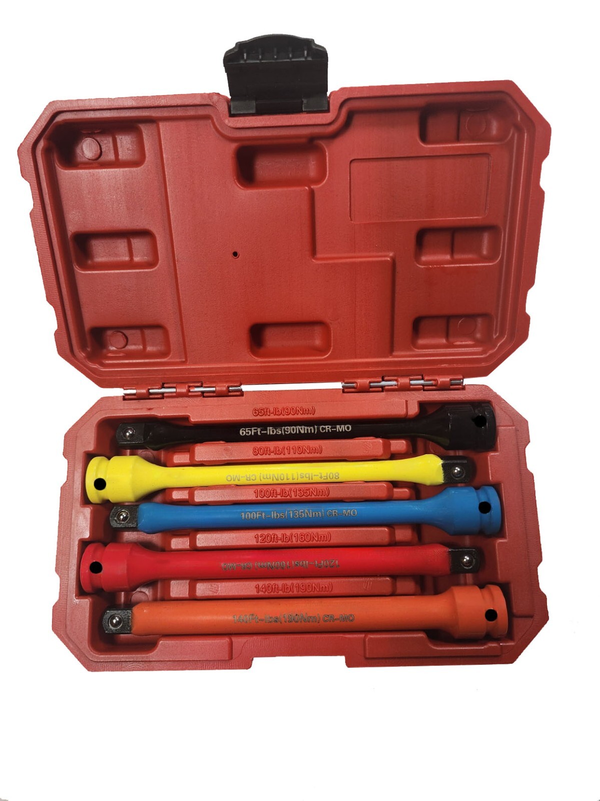 5 PC 1/2″ DR. TORQUE EXTENSION BAR STICK COLOR & LETTER