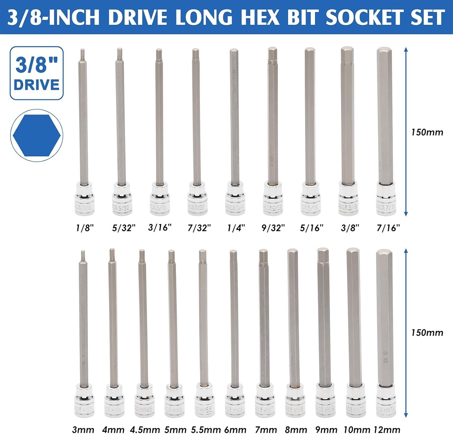 Professional 32PCS Hex and Torx Bit Socket Set – Extra Long for Maximum Torque