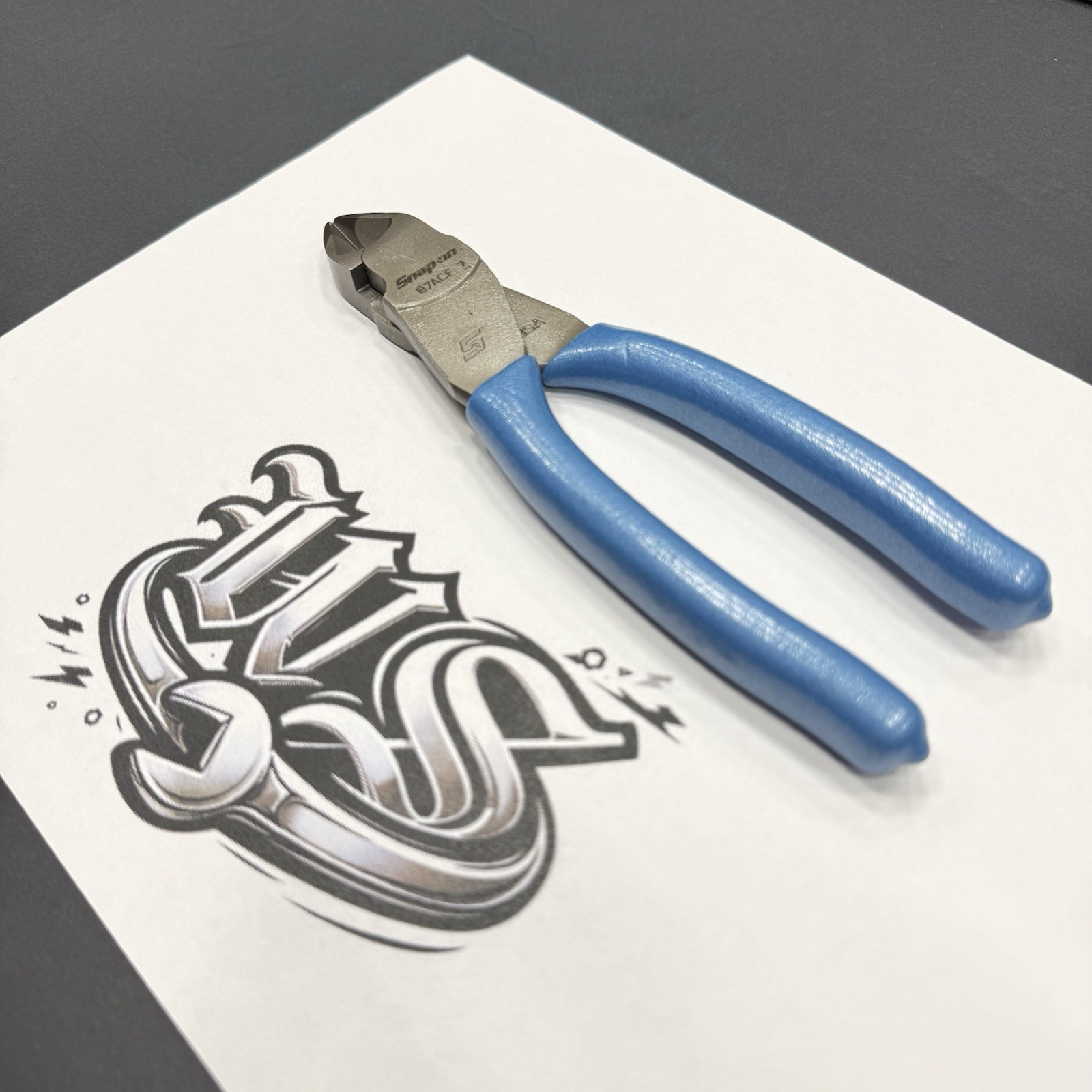 Snap-on Tools USA NEW RARE PEARL BLUE 7″ Soft Grip Diagonal Cutter Pliers 87ACF