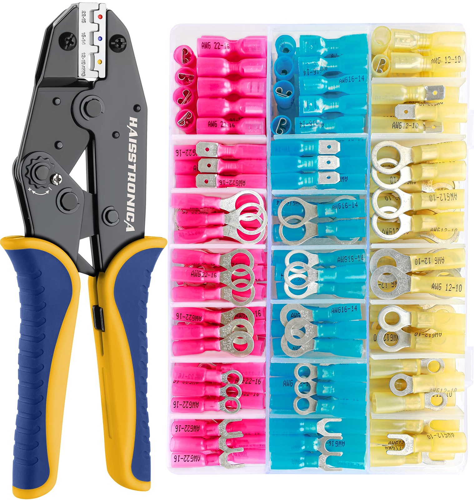 Crimping Tool for Heat Shrink Connectors HS-8327 Red Blue Yellow