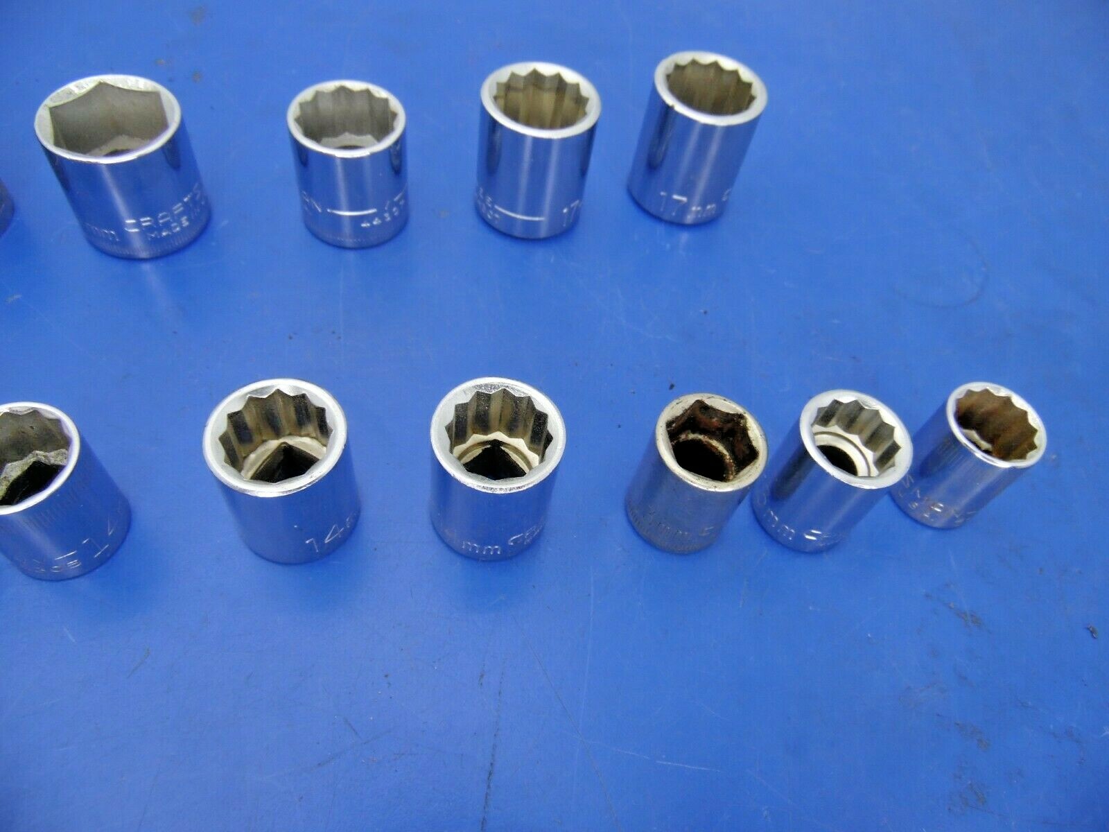 Craftsman 3/8″ Drive Metric Shallow Sockets,Lot of 21,USED,See Below for Sizes