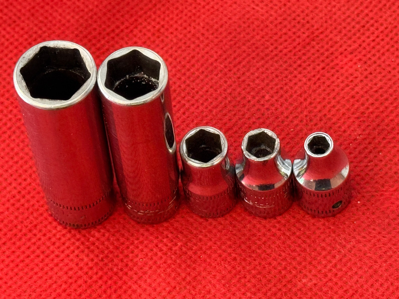Snap-on 1/4” Drive 12mm 10mm 7mm 5.5mm 4mm Chrome Impact Socket Set 6pt USA