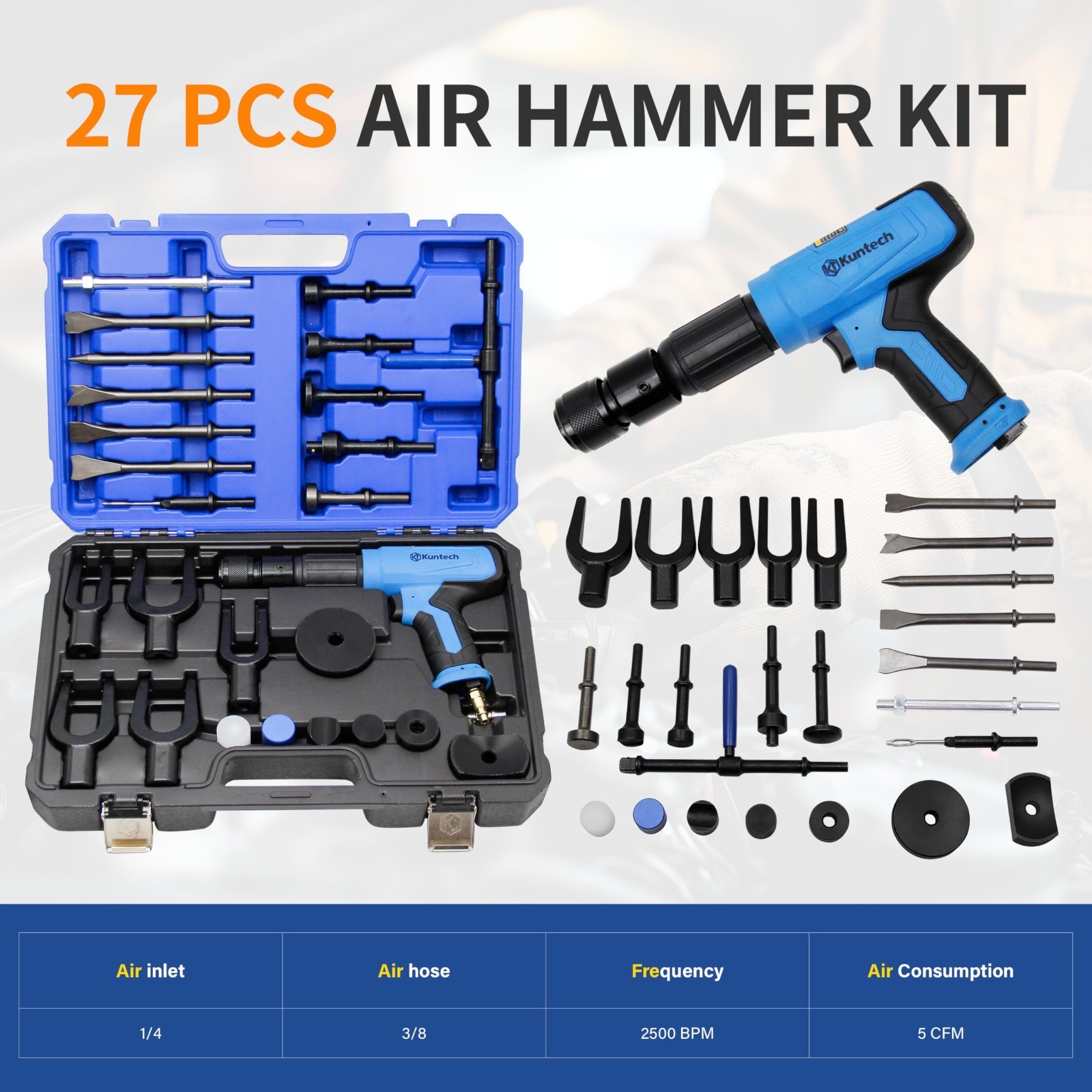 26pcs Powerful Multi-functional Air Hammer Kit Auto repair Tool