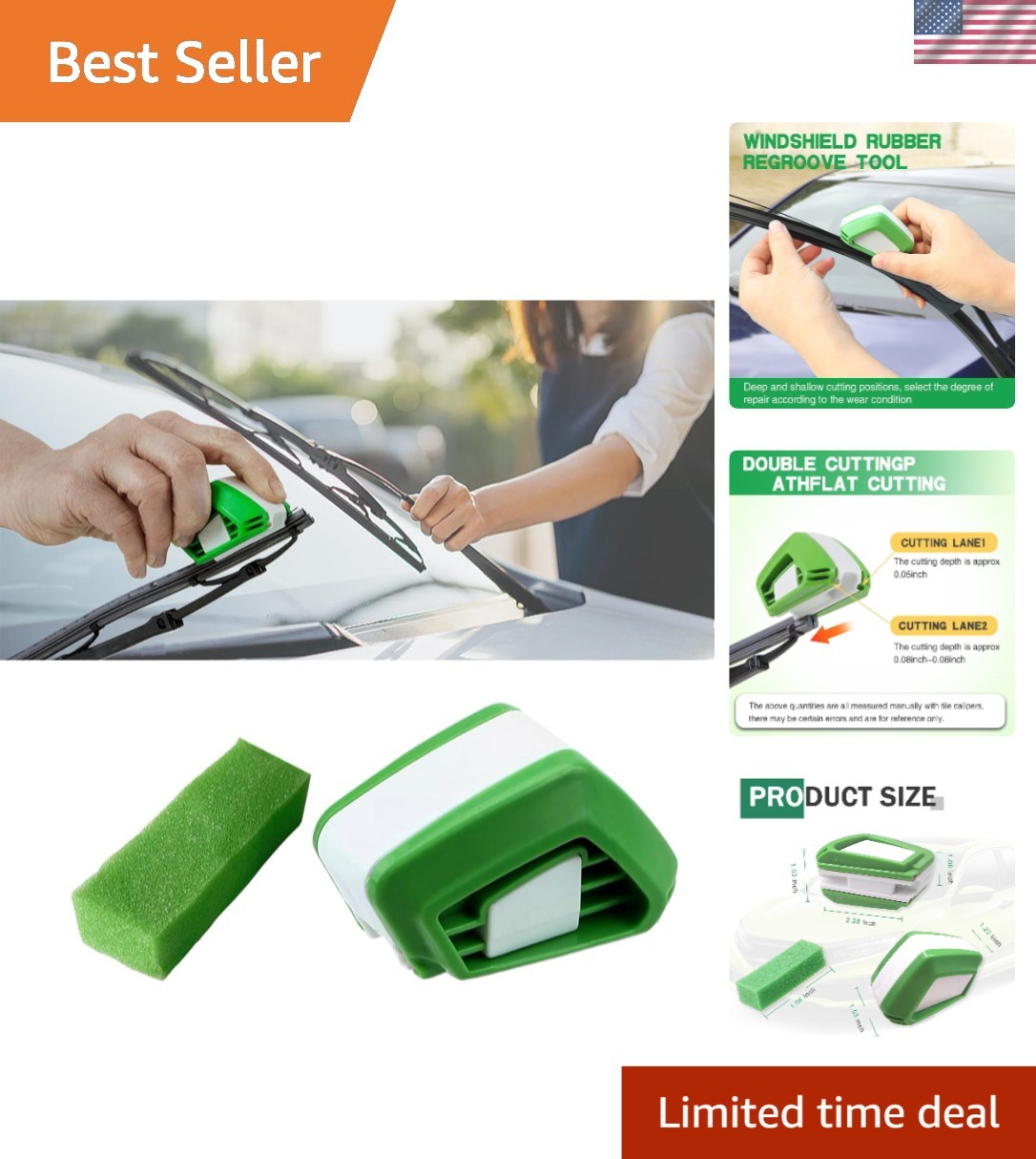 Portable ABS Wiper Regroover Tool with Sponge – Universal Fit for All Vehicles