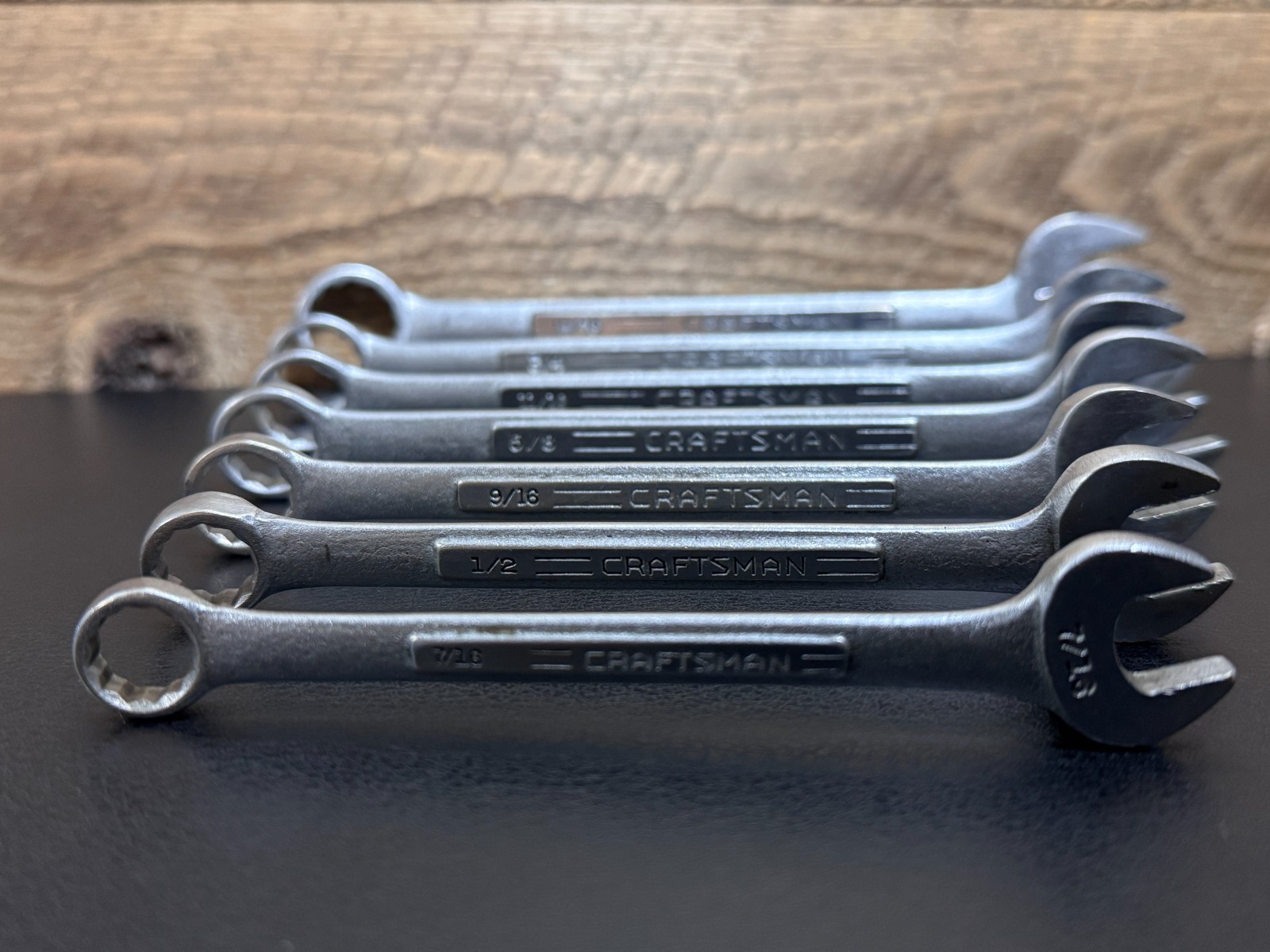 Vintage Craftsman =V= SAE Combination Wrench Set 7/16 to 15/16 7pc Forged in USA