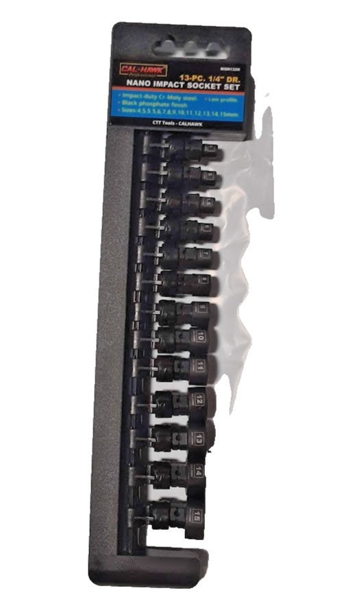 13 PC. 1/4″ Drive Nano OR low profile Impact socket set METRIC