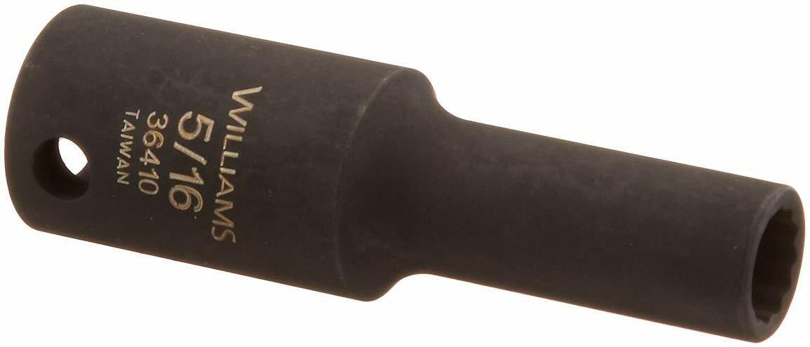 3/8″ Drive Deep Impact Sockets, 12 Point, SAE, Black Industrial Finish, Williams