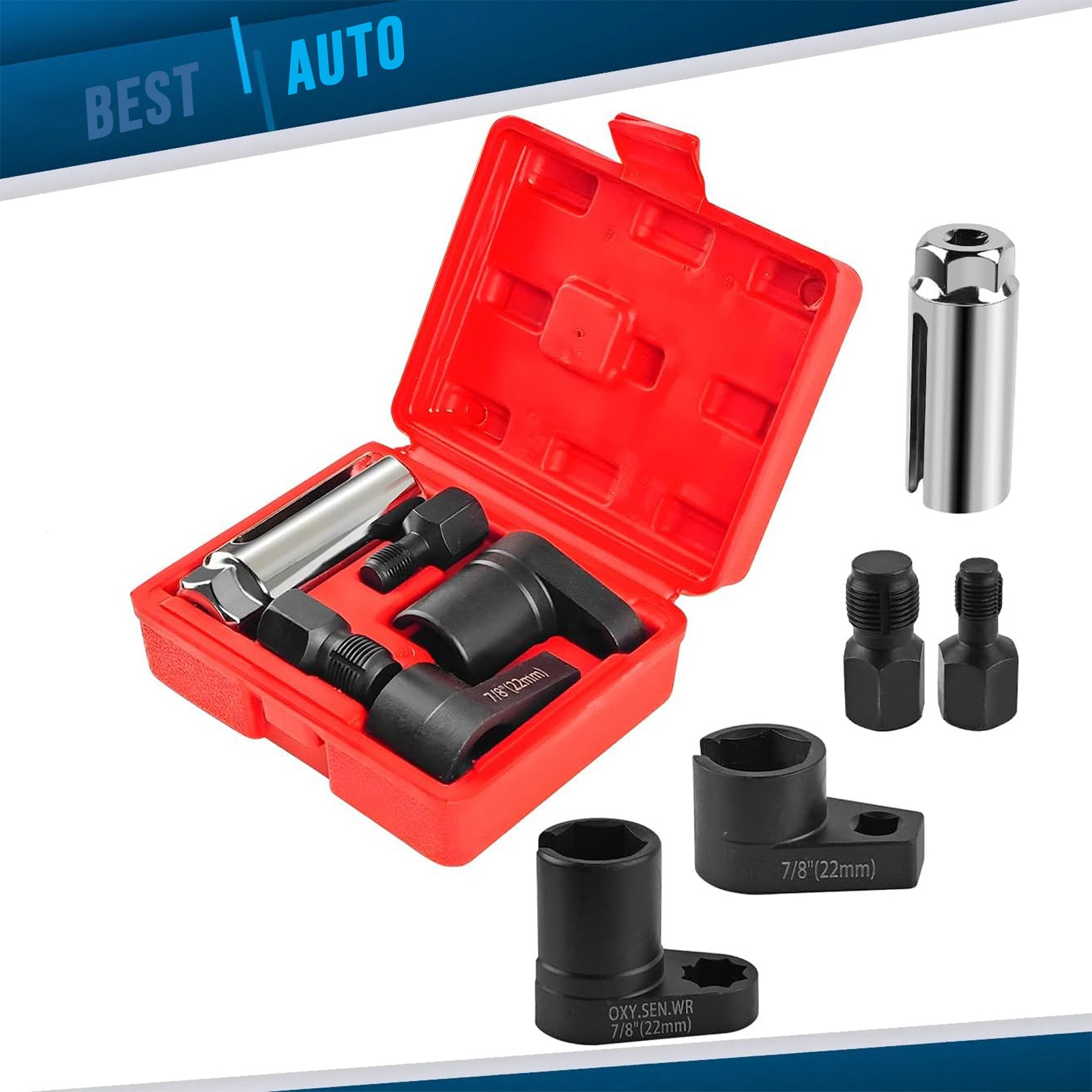 5Pcs O2 Oxygen Sensor Socket Wrench 3/8″ 1/2″ 22mm Auto Repair Installer Tool