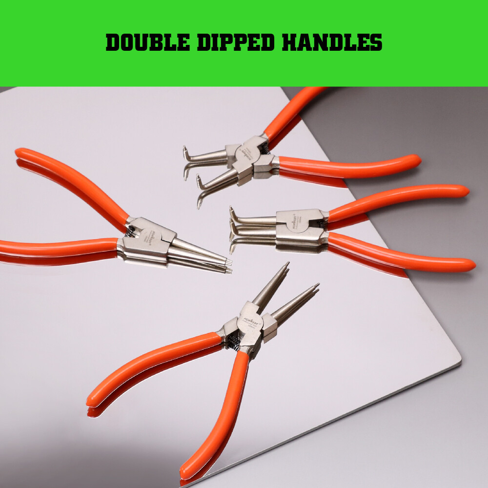 4pcs Heavy Duty 7″ Circlip Plier Snap Ring Plier External Internal Kit w/ Pouch