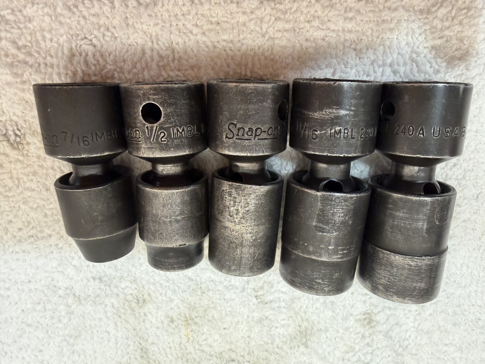 SNAP ON 6pt, 1/2″ drive, Impact Swivel Socket set, 3/4, 11/16, 5/8, 1/2, 7/16″