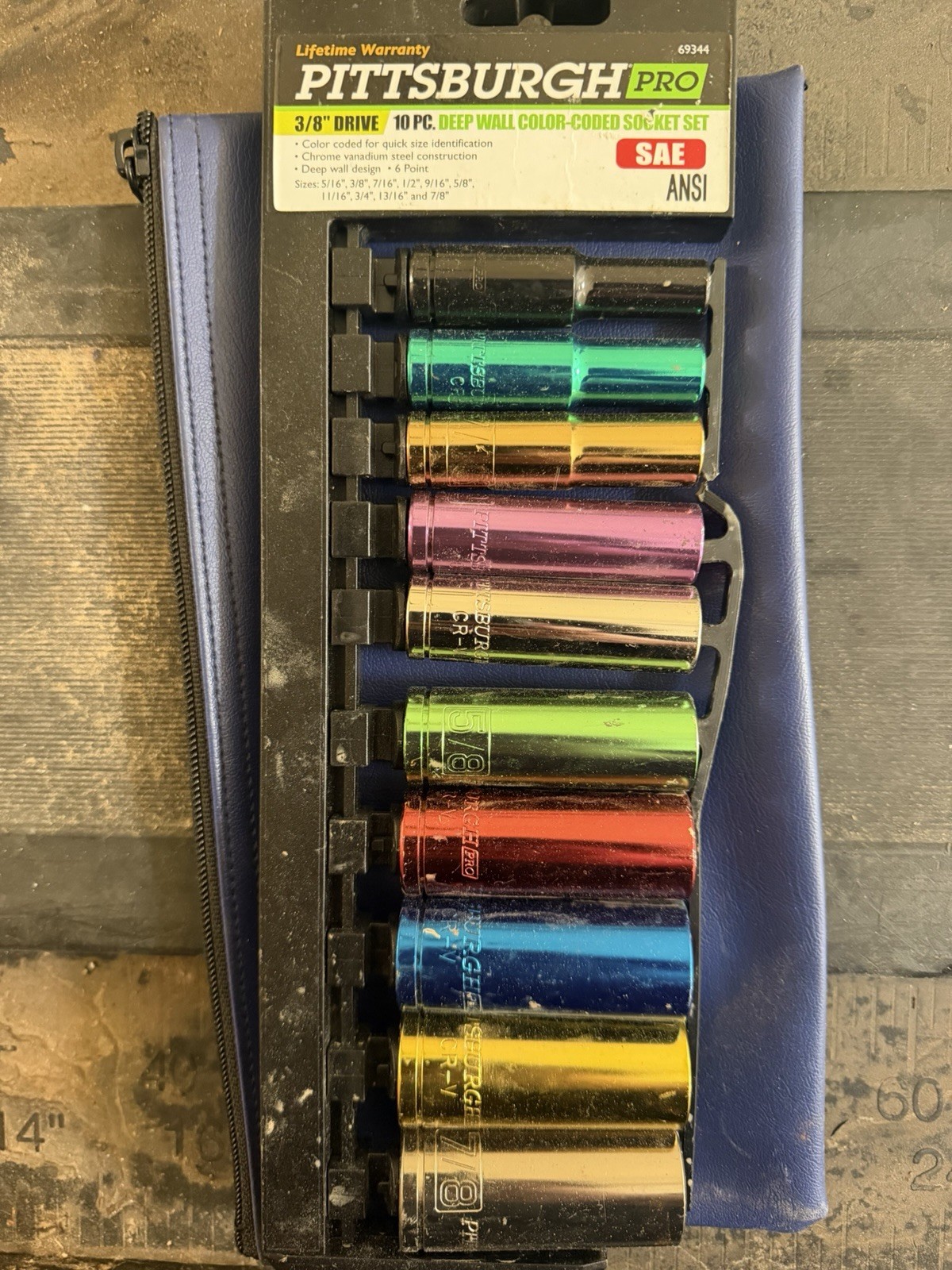 Pittsburg Pro 10 PC 3/8″ Drive Deep Wall Color Coded Metric Socket Set