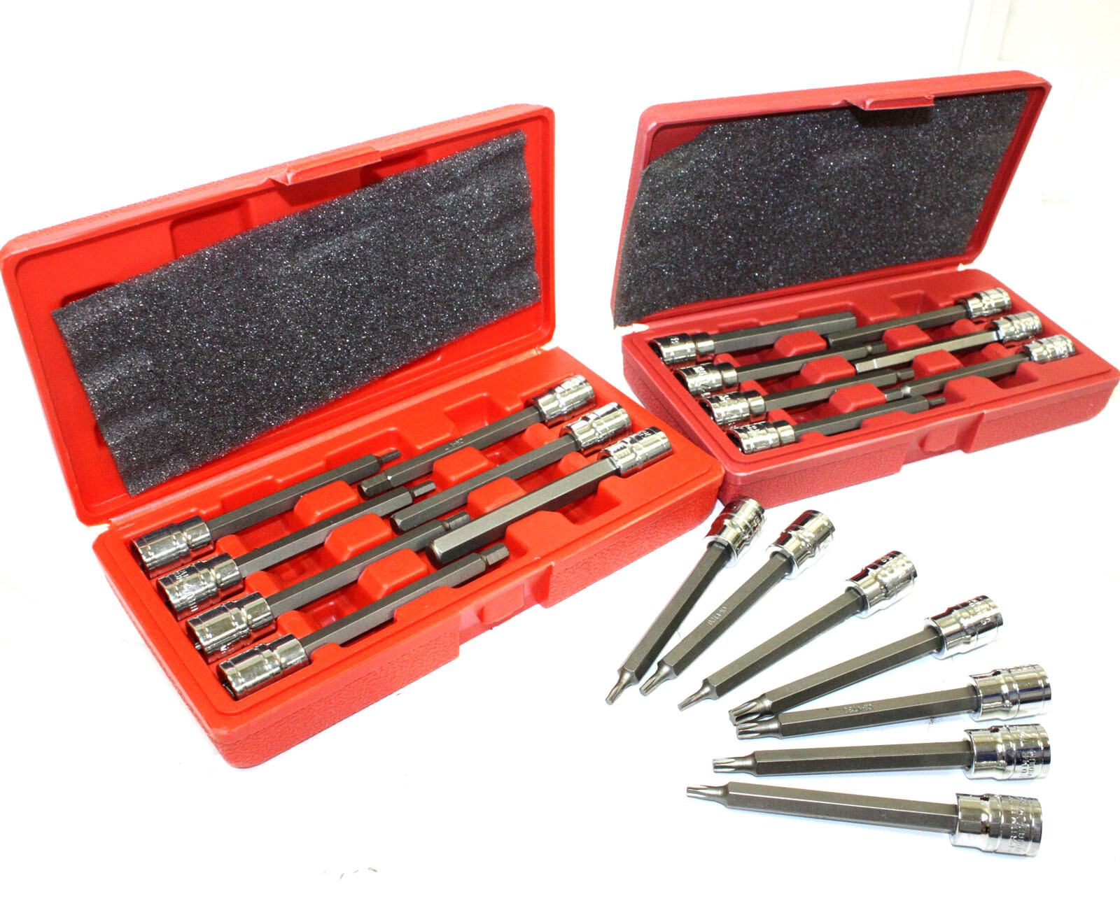 21pc 3/8″ DRIVE METRIC SAE 4-1/2″ EXTRA LONG SHANK HEX TORX BIT SOCKET SET