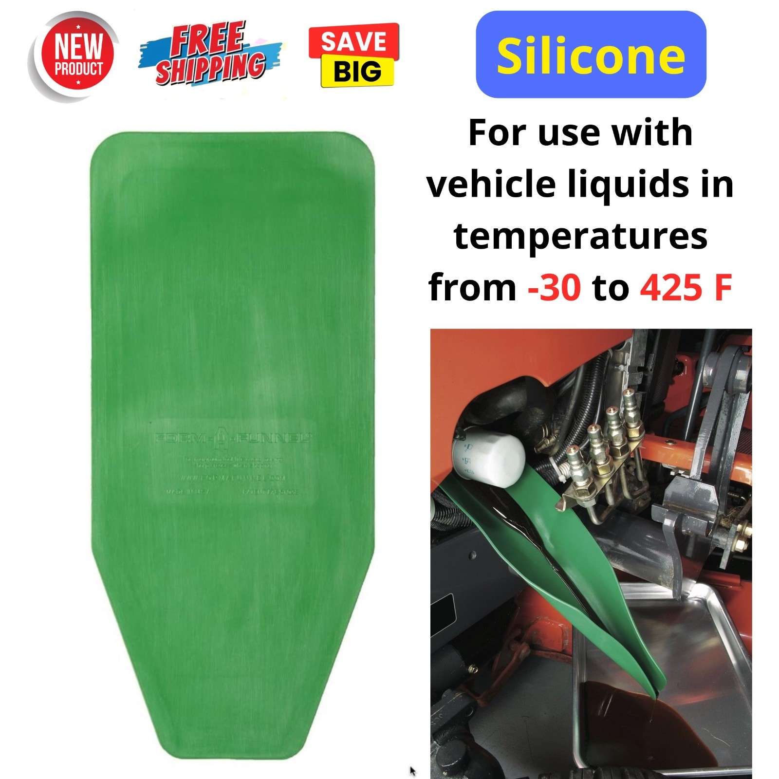 Flexible Funnel Draining Tool Truck & Tractor Engine Oil Change Support US Made