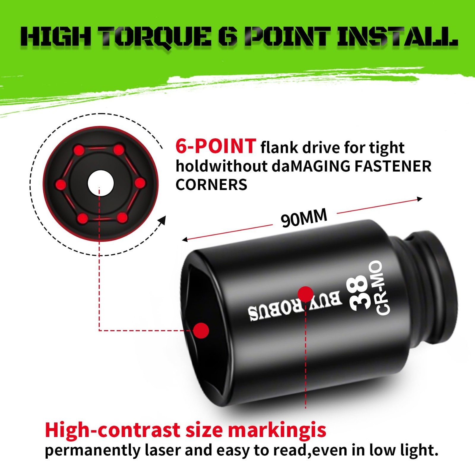 14-Piece 3/4″ Drive Impact Socket Set, Heavy Duty Deep Jumbo 6-Point Metric 17MM