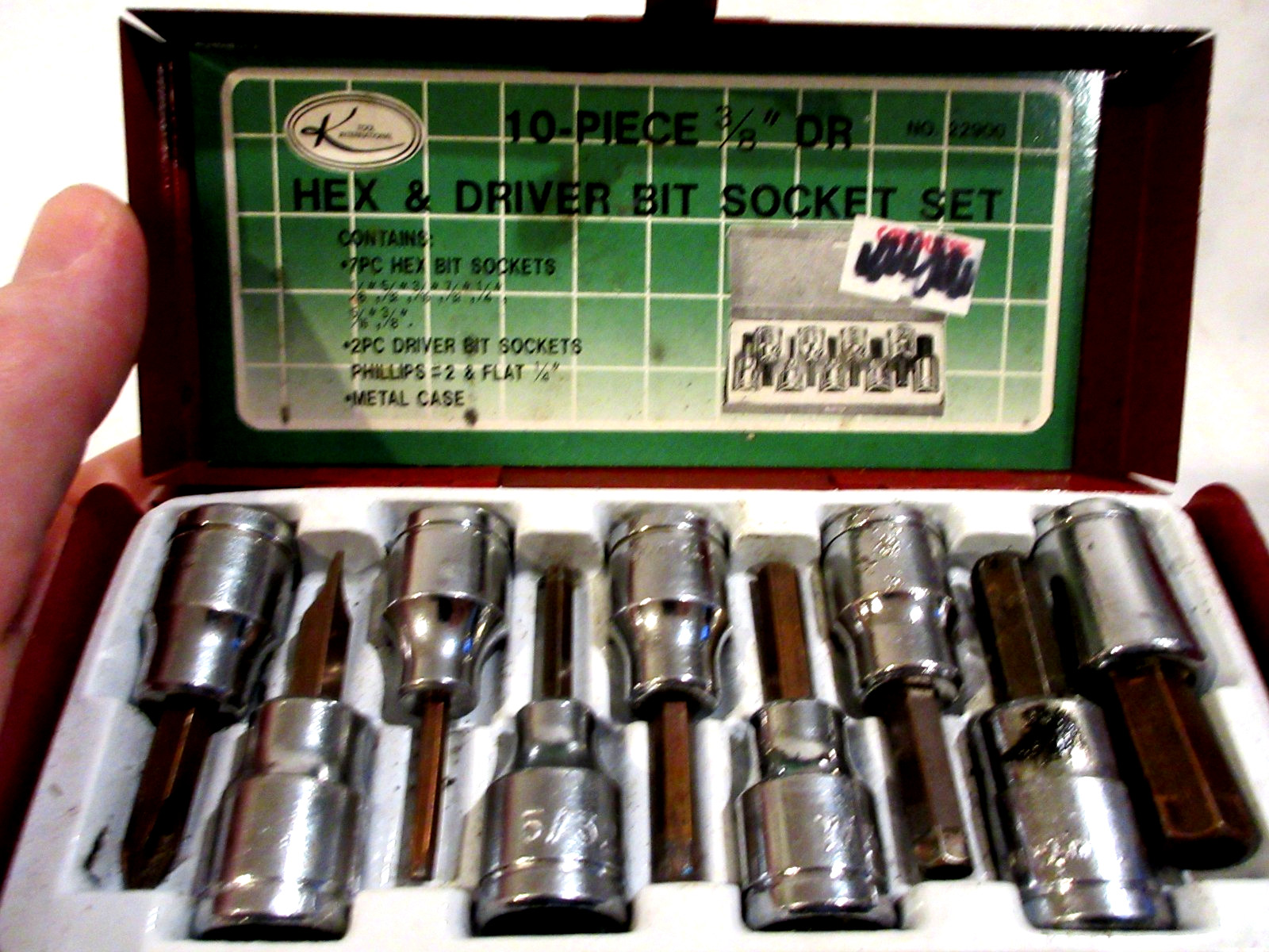 K-Tool International 22900 10pc 3/8 dr Hex & Driver Bit Socket Set