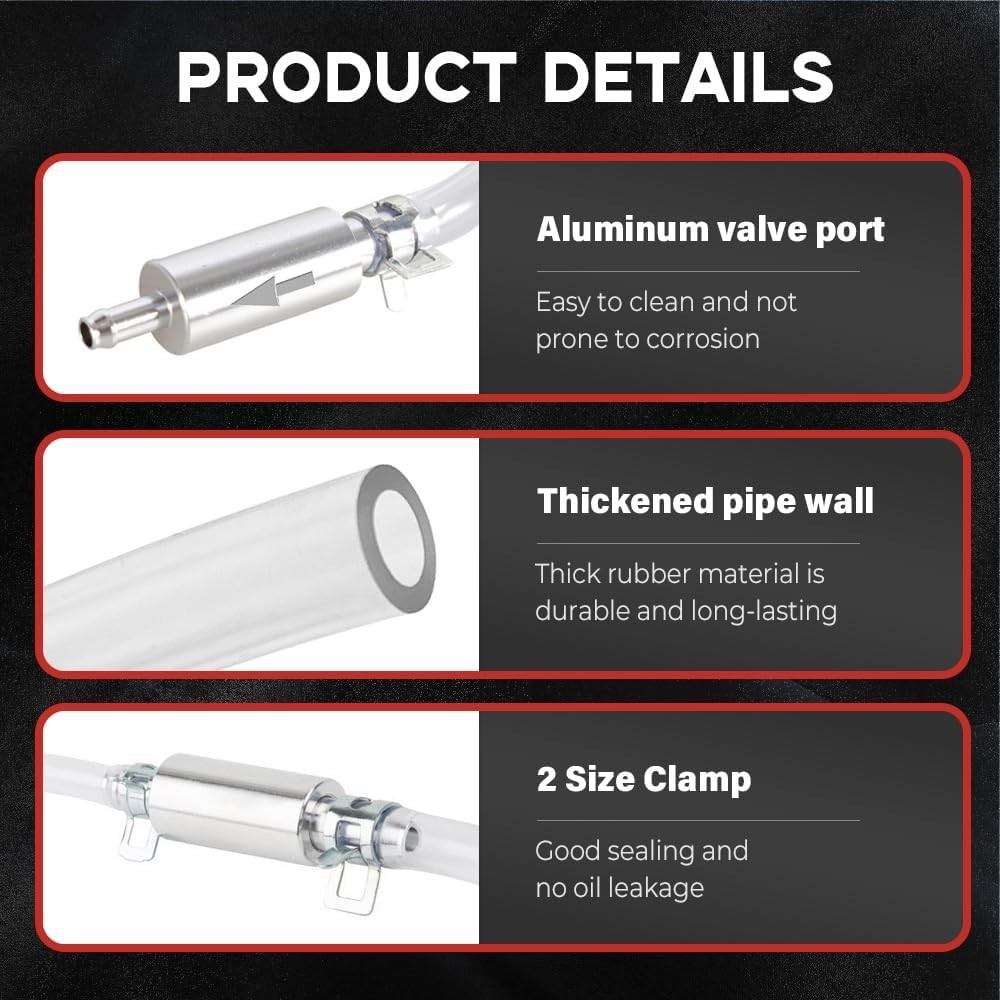 2 PCS Brake Bleeder Hose, One Way Check Valve Tube Bleeding Tool Kit Silver