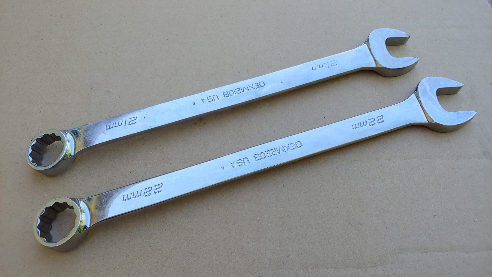 Snap On 2 Piece Combination Wrench Set 21MM OEXM210B 22MM OEXM220B