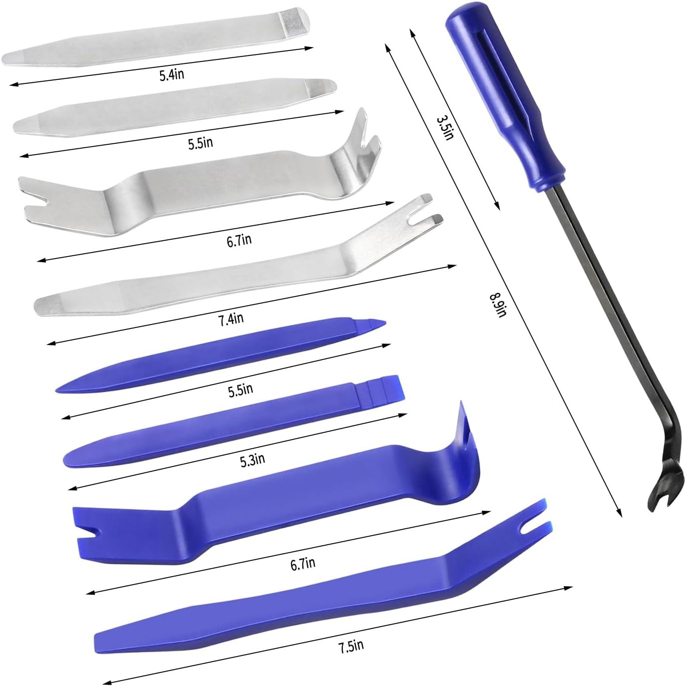 8PCS Auto Trim Removal Tool Kit,4140 Pry Tool Metal Pry Bar,Door Panel Removal