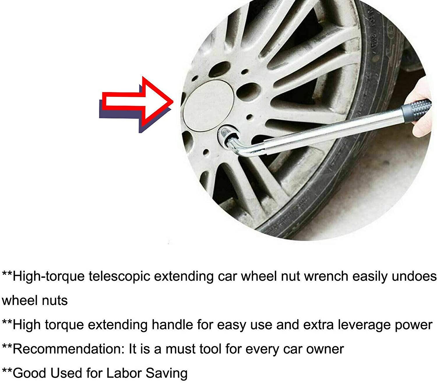Wheel Lug Wrench Standard Sockets Telescoping Extendable Car Tire Nut Tool 4size